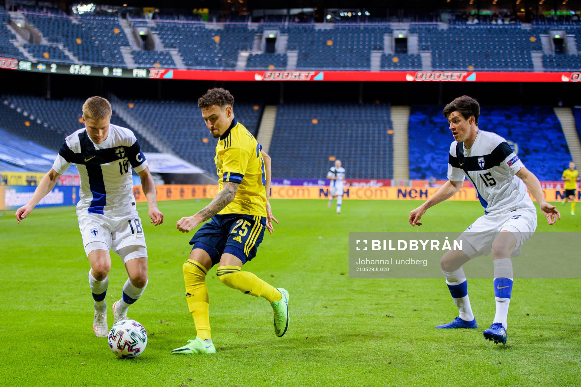 Jordan Larsson of Sweden against Jere Uronen and Sauli