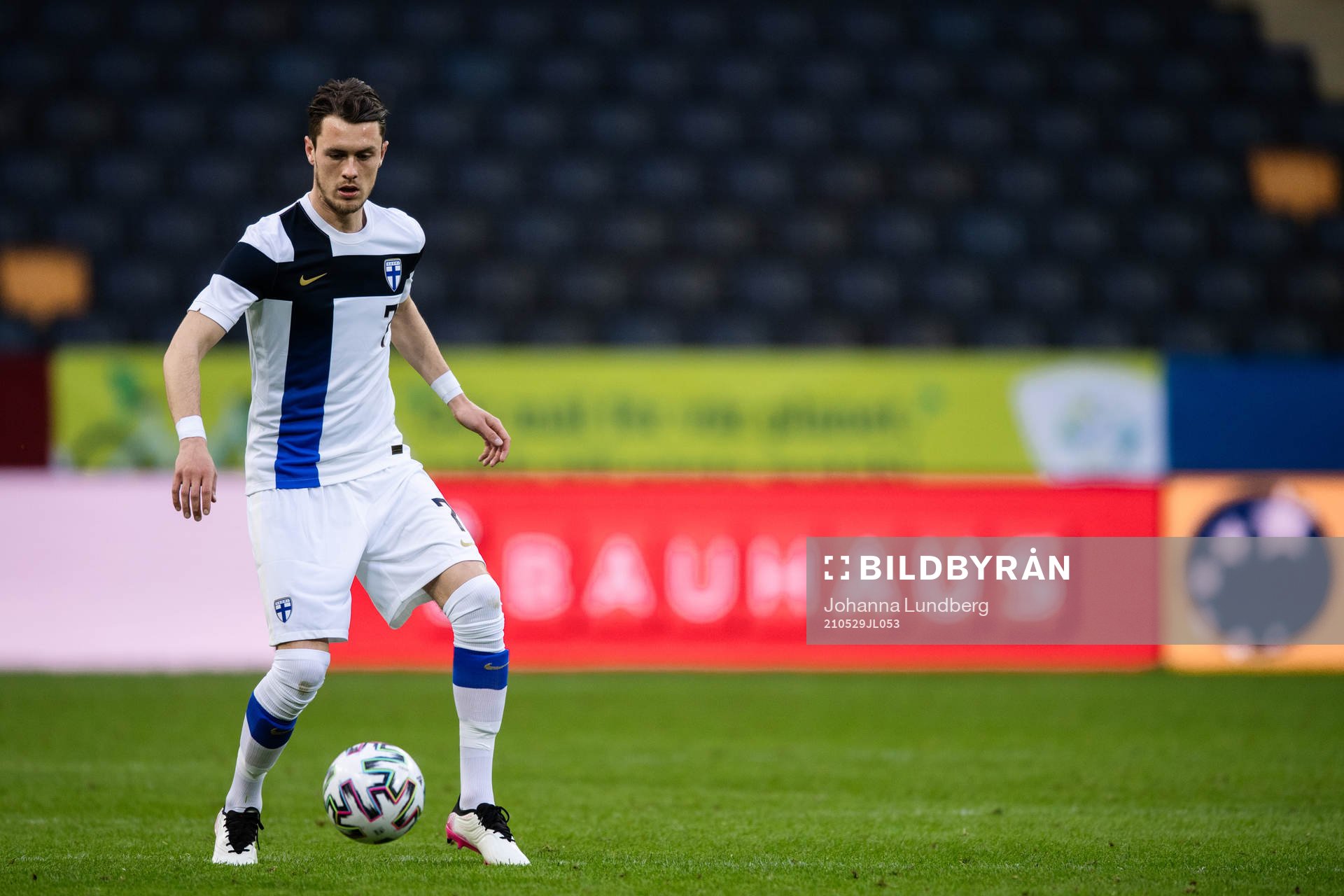 Thomas Lam of Finland during the international friendly football match between Sweden and Finland on May 29, 2021 in Stockholm. 