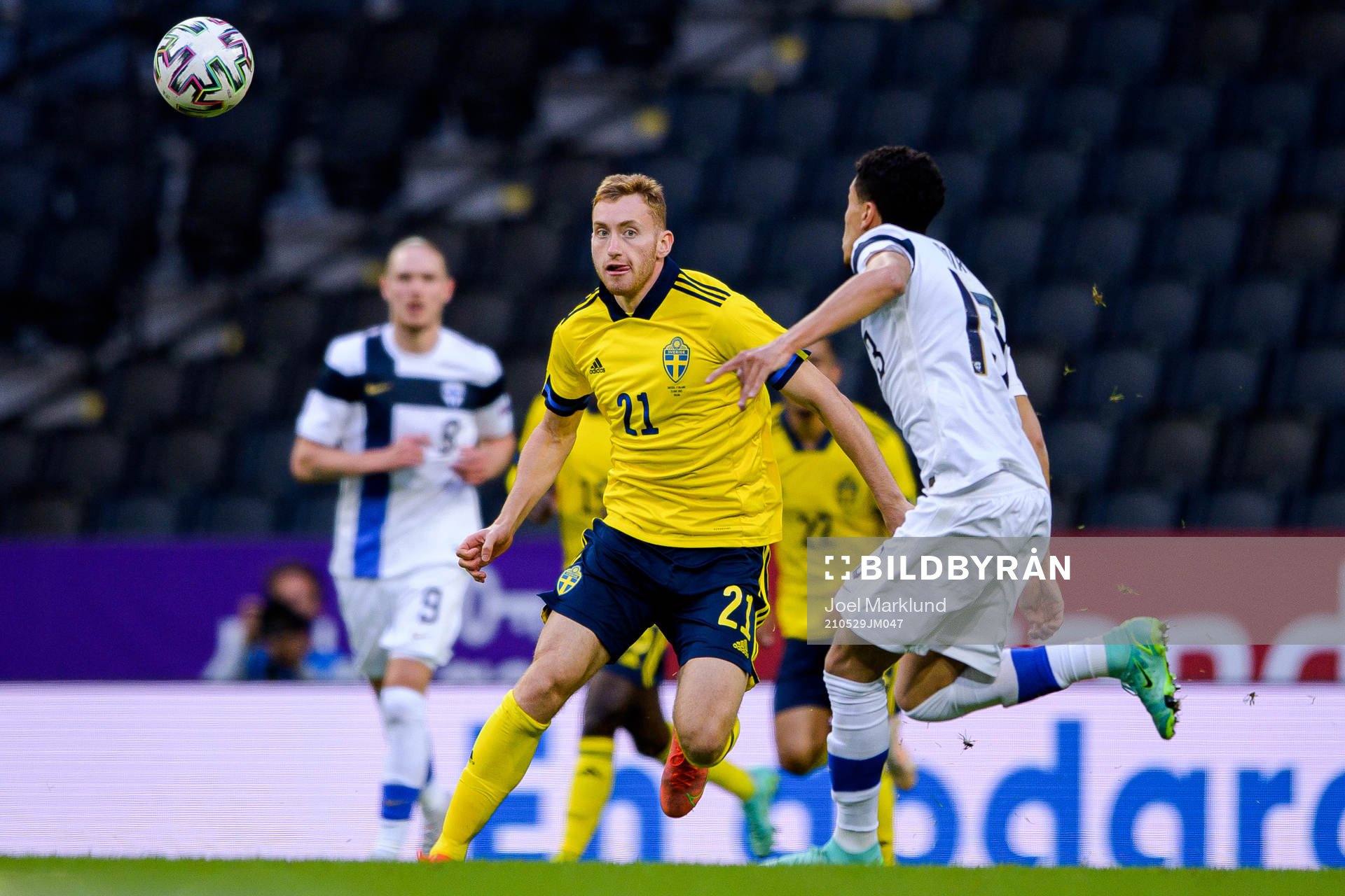 Dejan Kulusevski of Sweden and Pyry Soiri of Finland