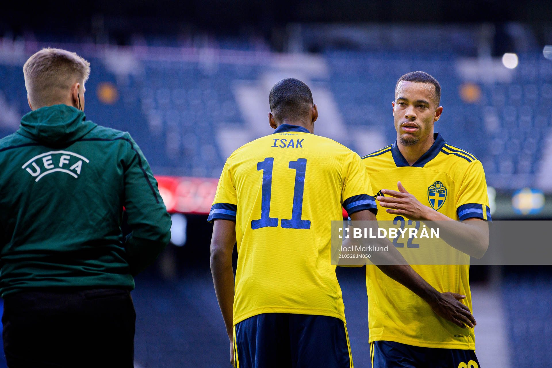 Alexander Isak and Robin Quaison of Sweden