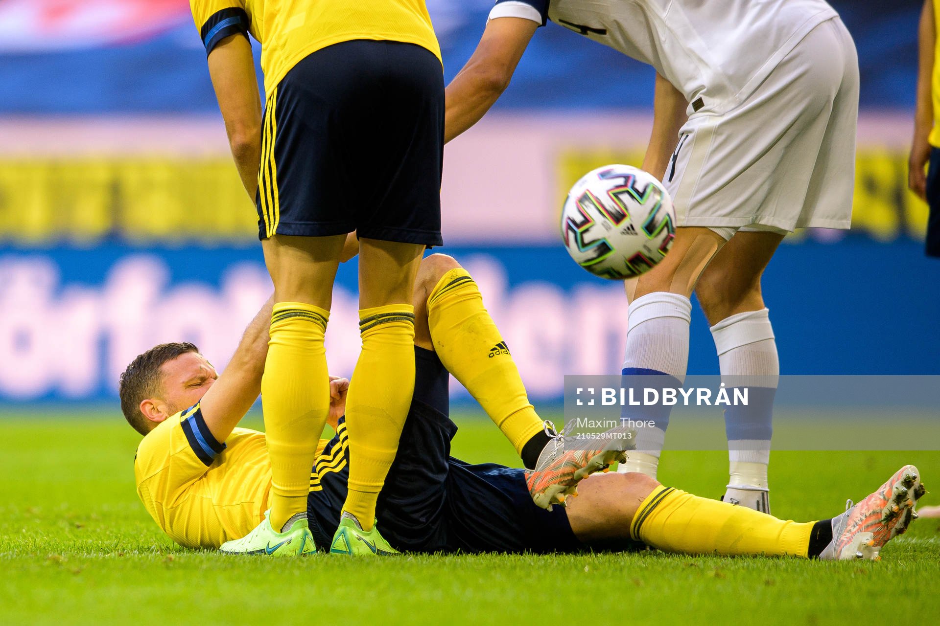 Marcus Berg of Sweden in pain