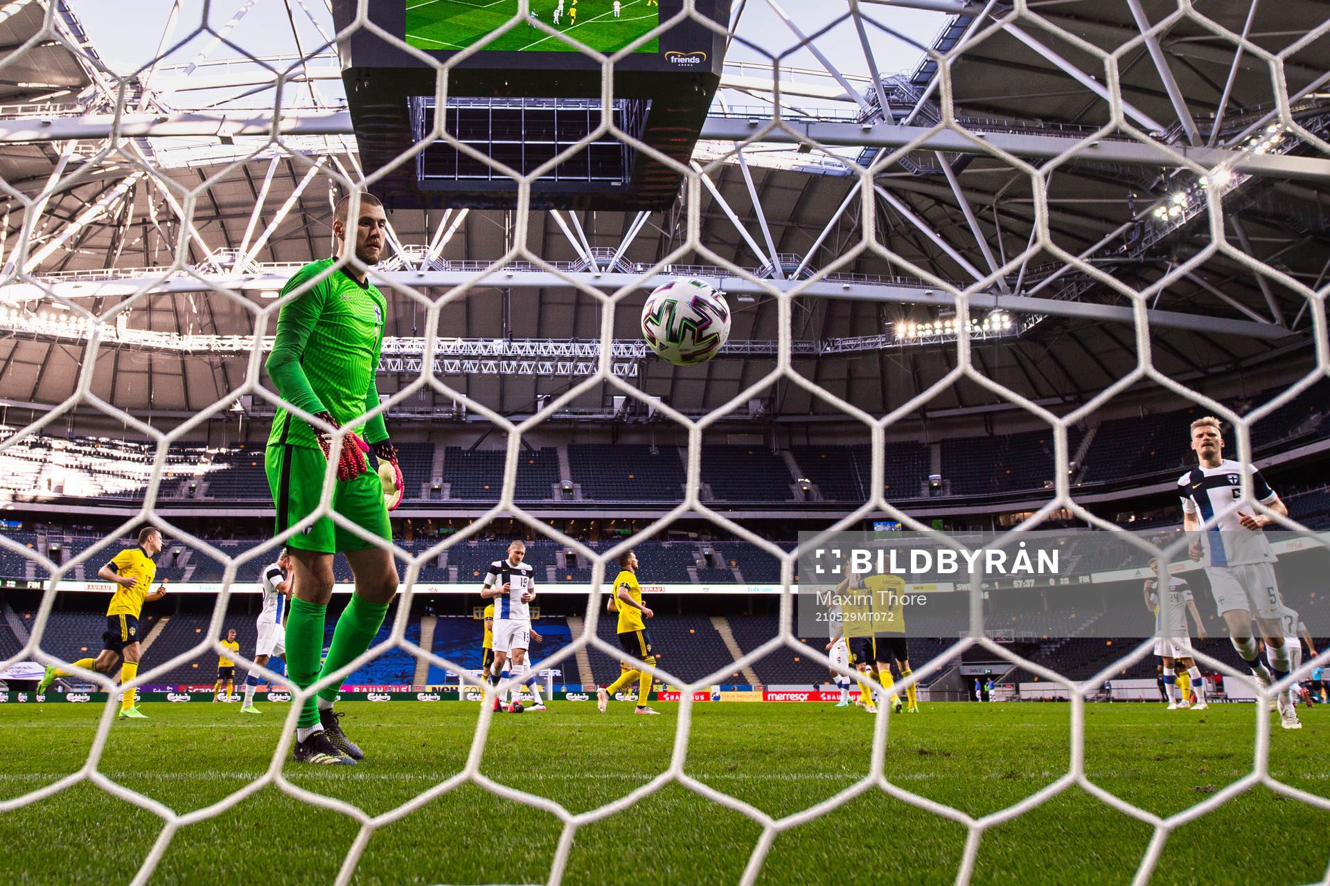 Goalkeeper Jesse Joronen of Finland looks dejected