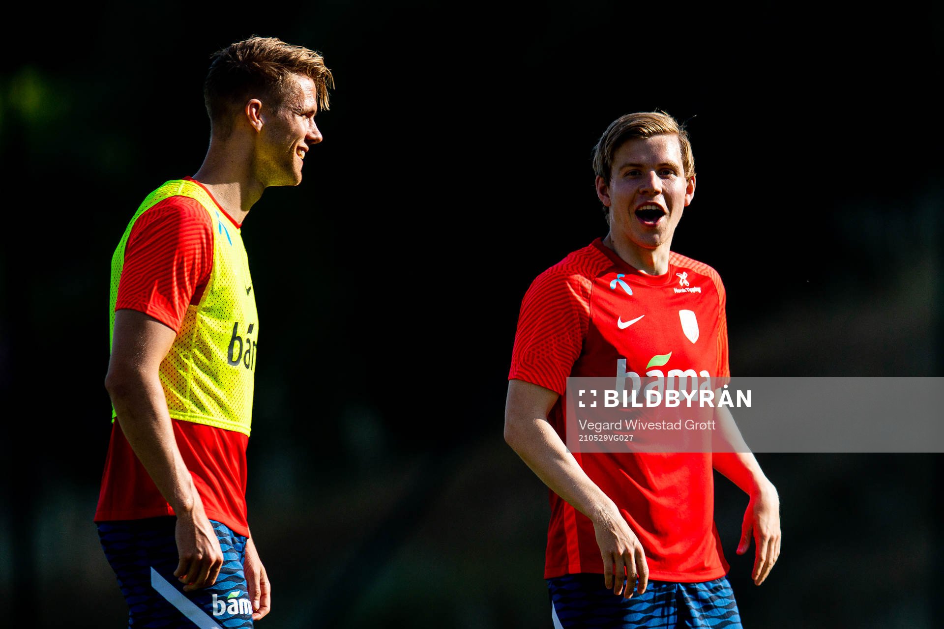 Kristoffer Ajer and Jens Petter Hauge of the Norwegian