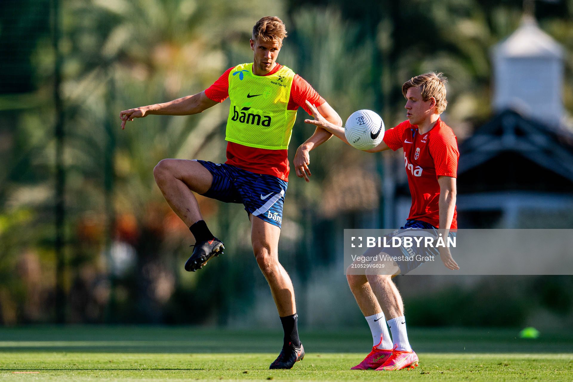 Kristoffer Ajer and Jens Petter Hauge of the Norwegian