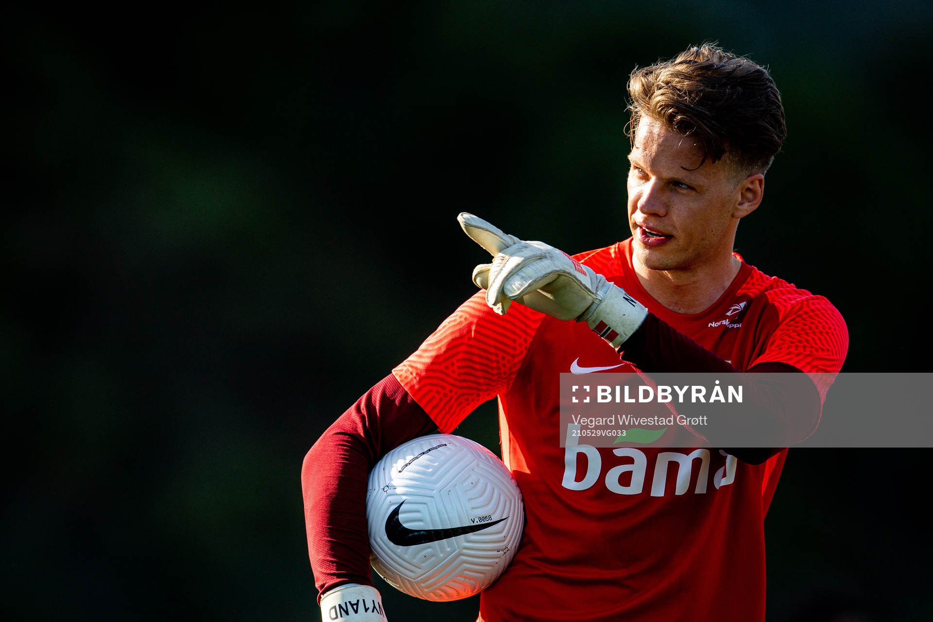 Goalkeeper Ørjan Håskjold Nyland of the Norwegian
