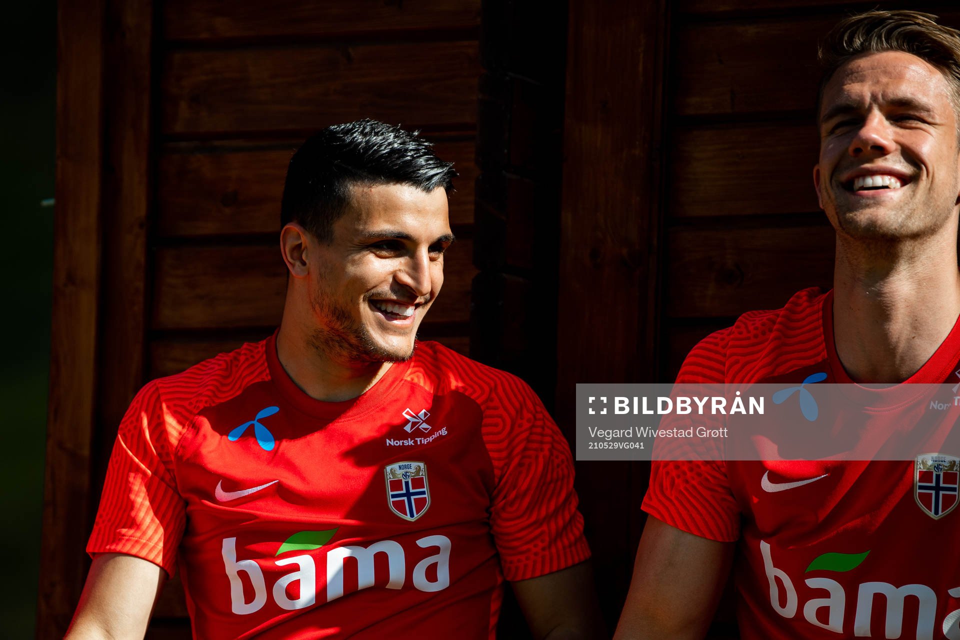 Mohamed Elyounoussi and Kristoffer Ajer of the Norwegian