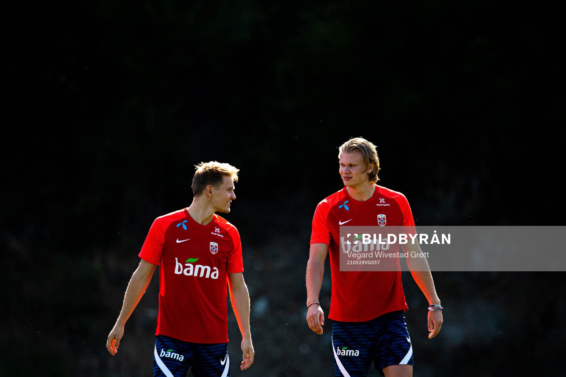 Martin Ødegaard and Erling Braut Haaland of the Norwegian
