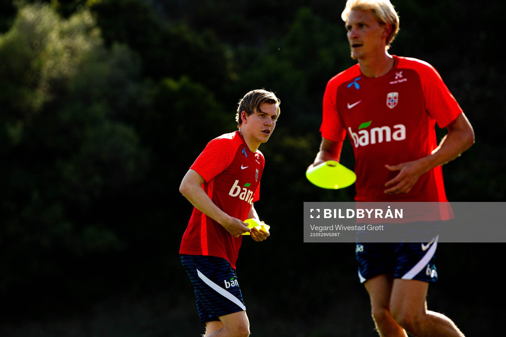 Jens Petter Hauge and Morten Thorsby of the Norwegian