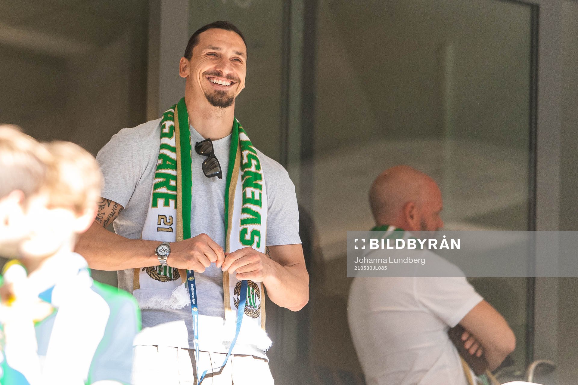 Zlatan Ibrahimovic med en halsduk med texten ”Svenska Cuppmästare” efter fotbollsmatchen i Svenska Cupen mellan Hammarby och Häcken den 30 maj 2021 i Stockholm.