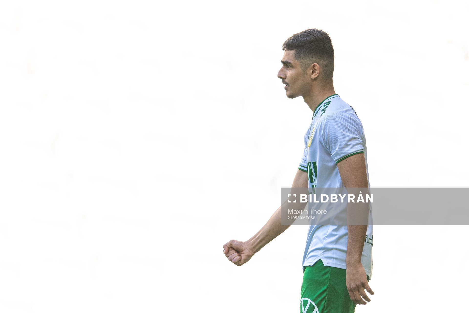 Hammarbys Aimar Sher jublar efter att målvakt David Ousted (ej i bild) räddat en straff under fotbollsmatchen i Svenska Cupen mellan Hammarby och Häcken den 30 maj 2021 i Stockholm.