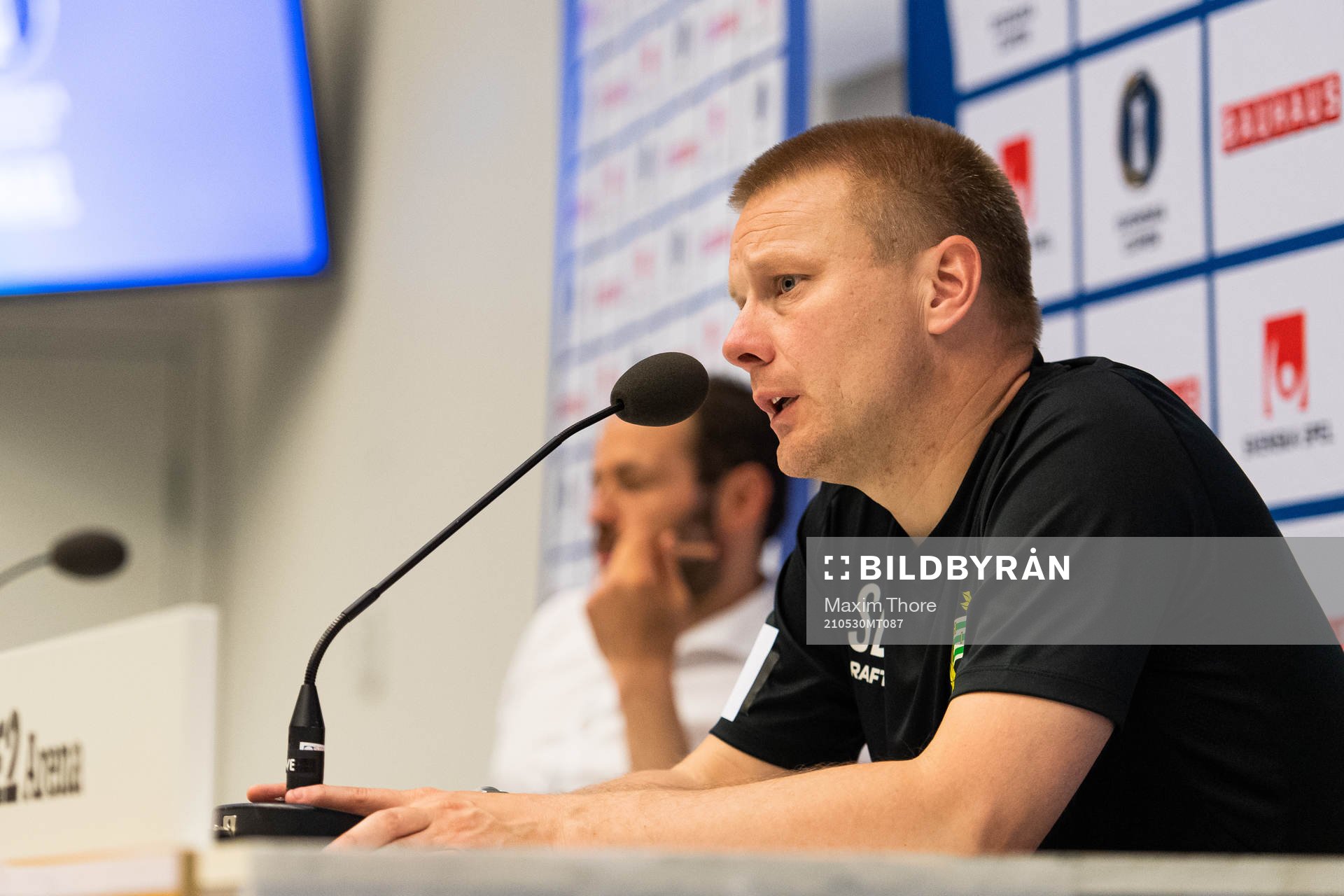 Hammarbys tränare Stefan Billborn på presskonferensen