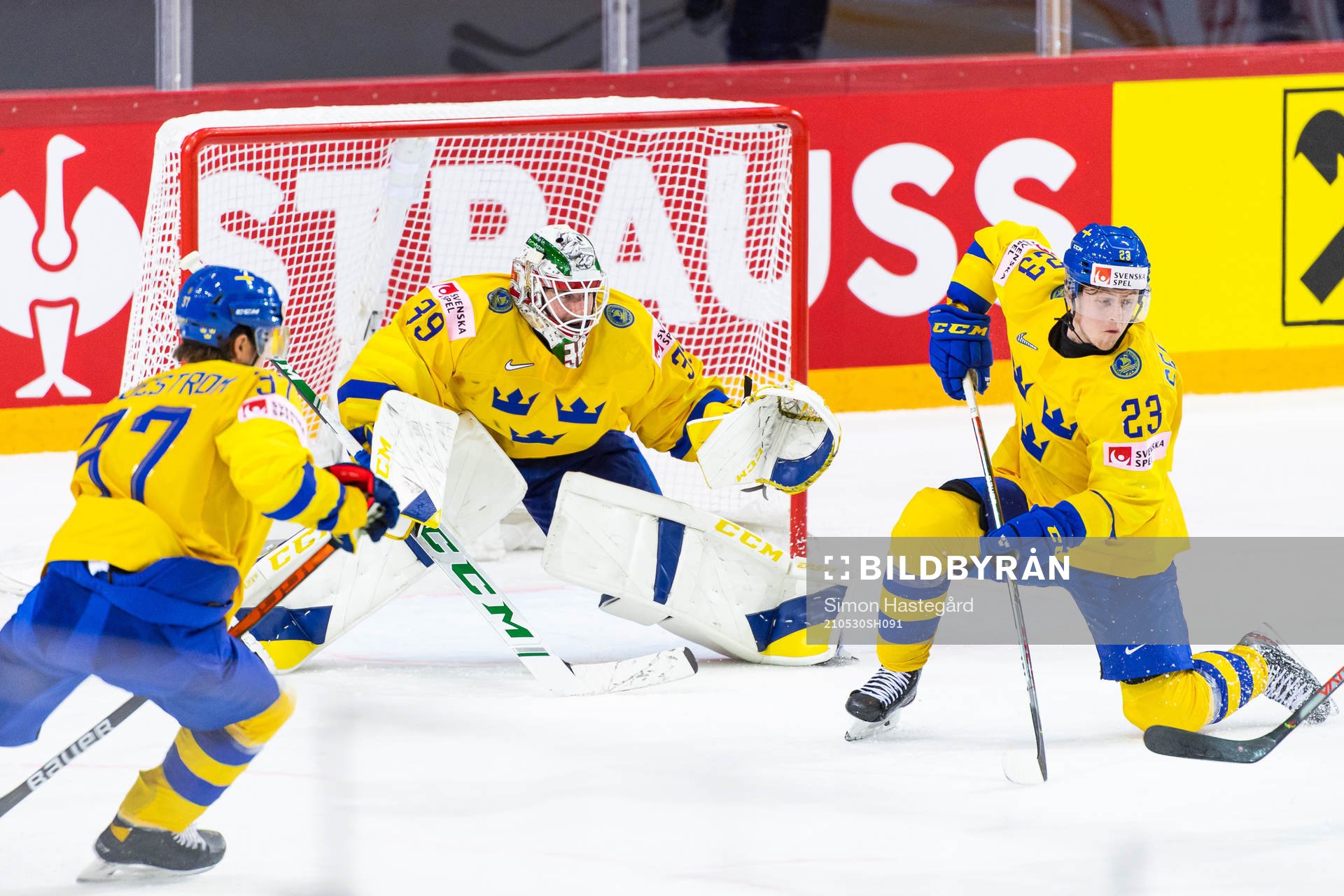 Isac Lundström, goalkeeper Adam Reideborn and Jesper