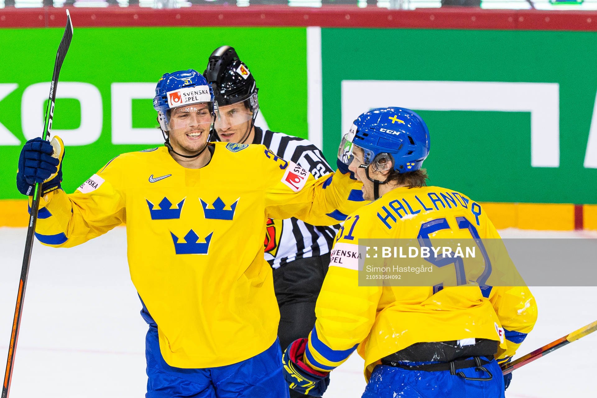Isac Lundström and Filip Hållander of Sweden celebrate