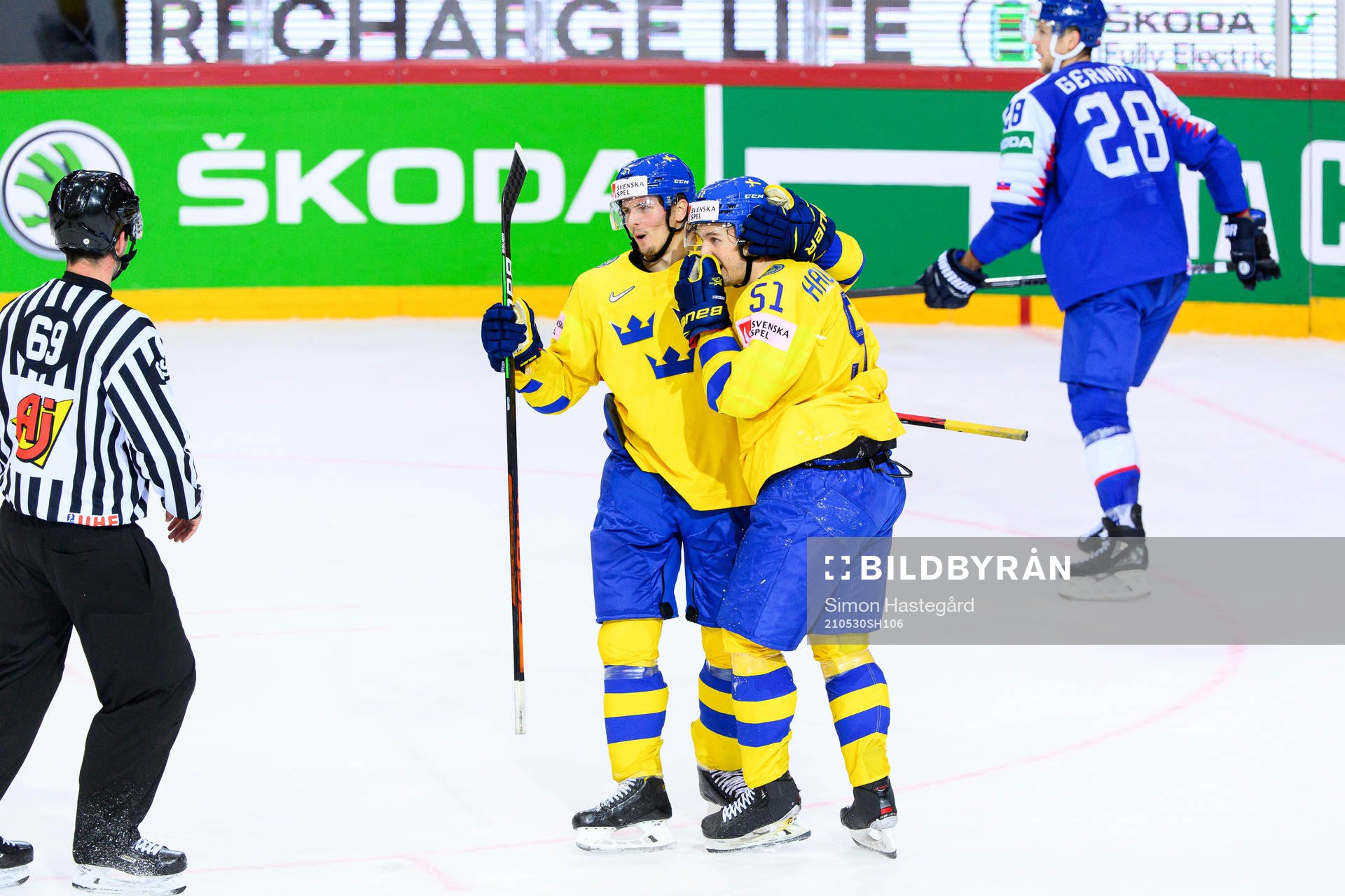 Isac Lundström and Filip Hållander of Sweden celebrate