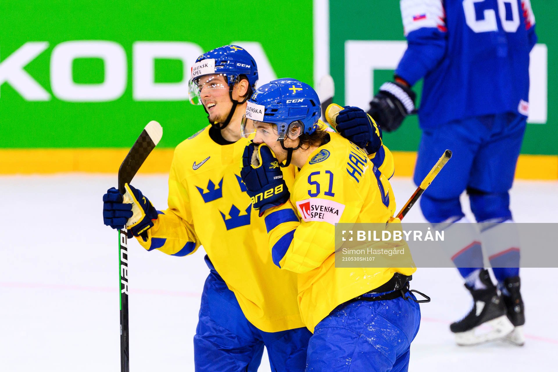 Isac Lundström and Filip Hållander of Sweden celebrate