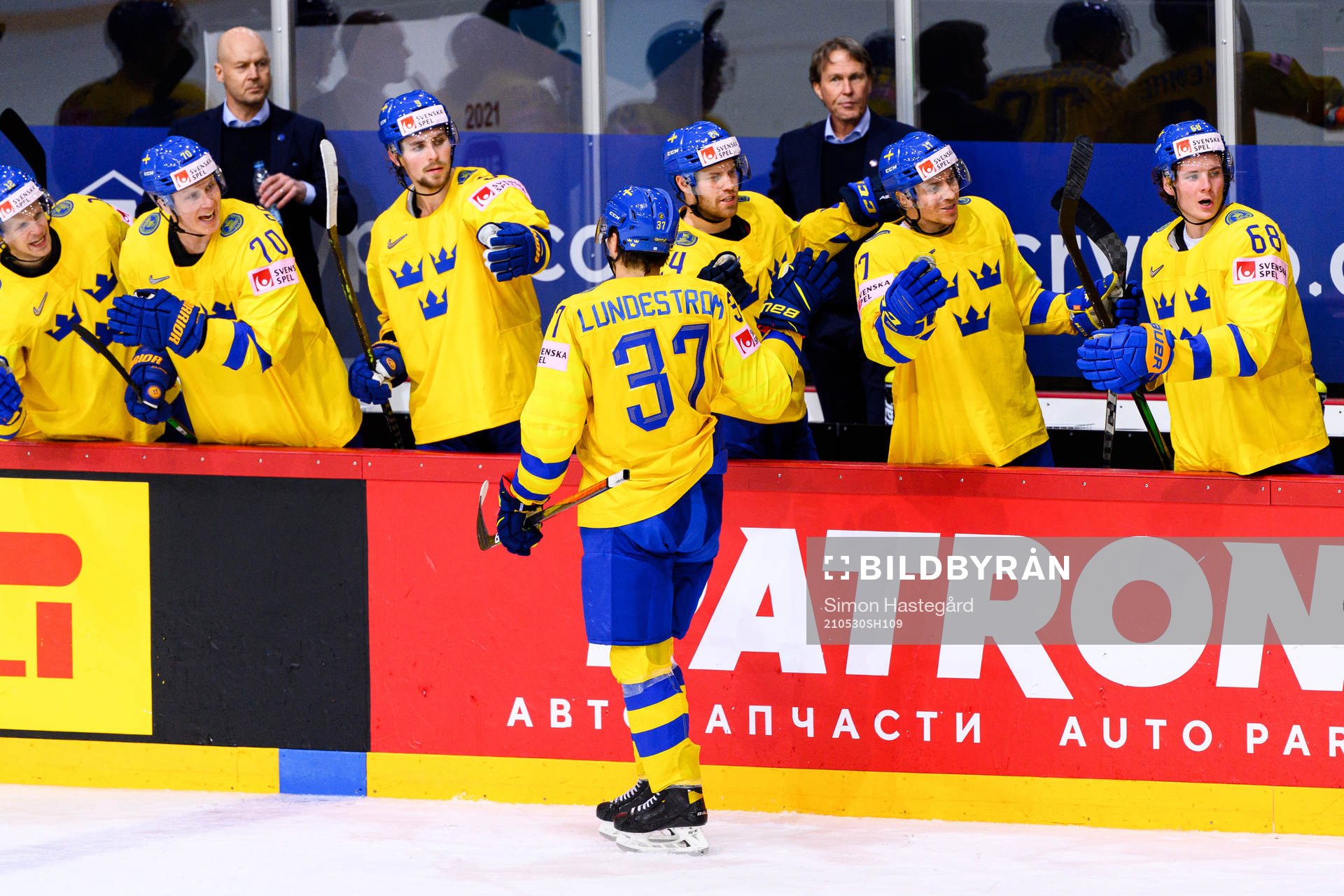 Isac Lundström of Sweden celebrates the 3-1 goal