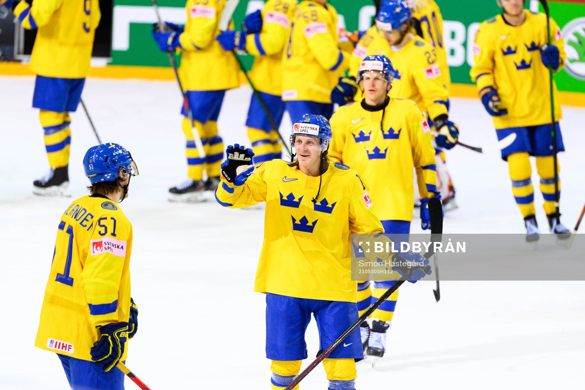 Filip Hållander and Marcus Sörensen of Sweden celebrate