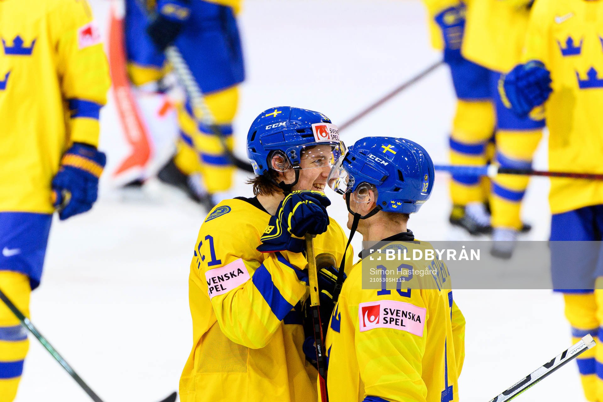 Filip Hållander and Max Friberg of Sweden celebrate