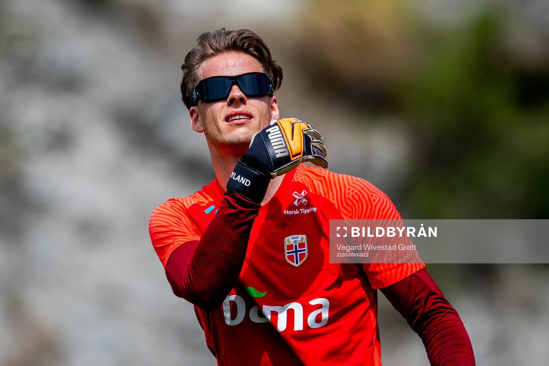 Goalkeeper Ørjan Håskjold Nyland of the Norwegian
