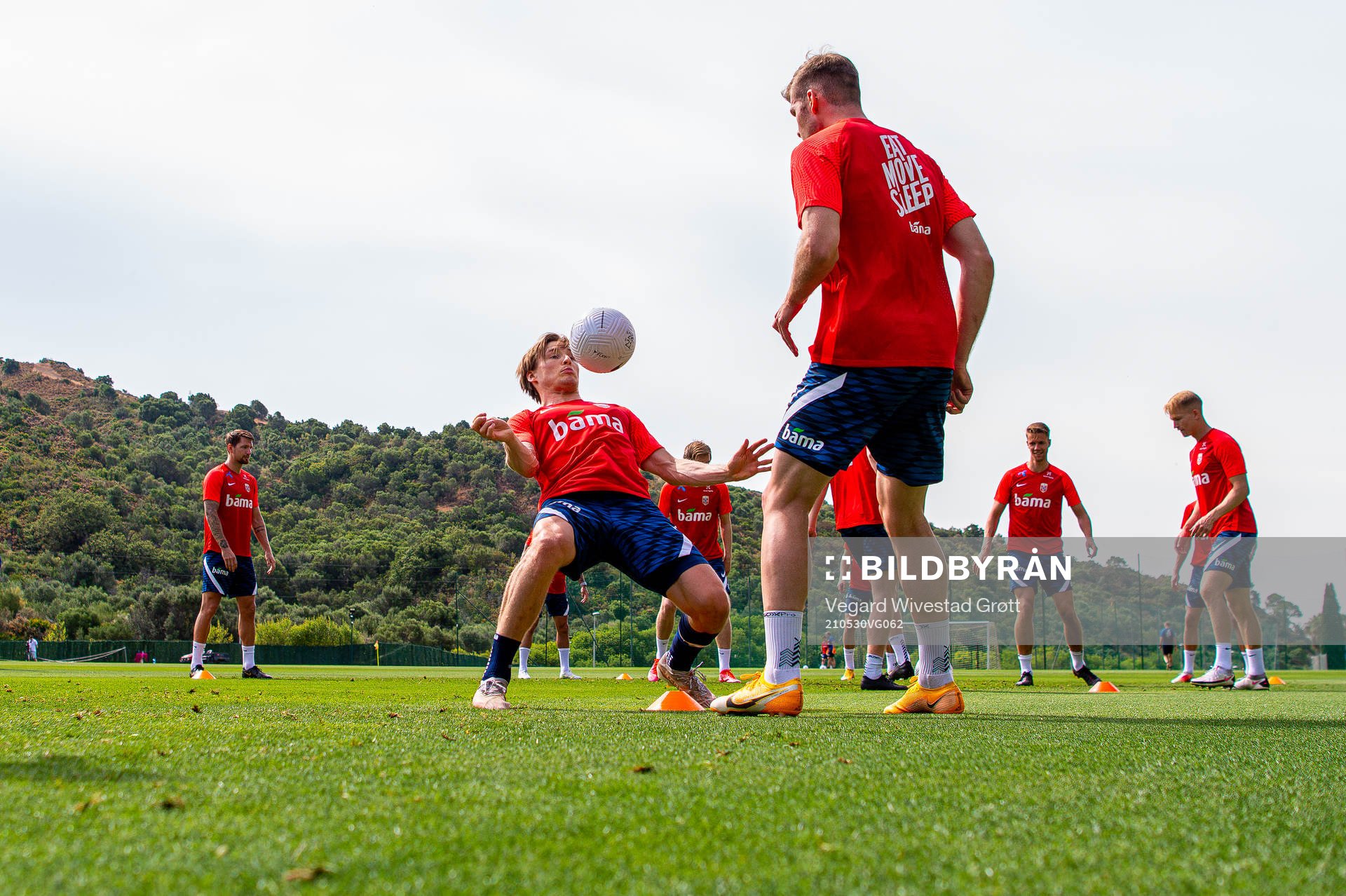 Jonas Svensson and Alexander Sørloth of the Norwegian