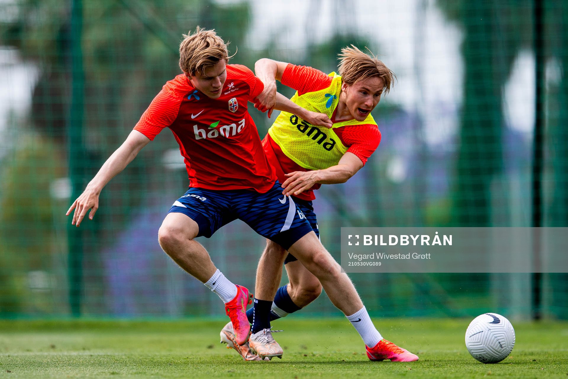 Jens Petter Hauge and Jonas Svensson of the Norwegian
