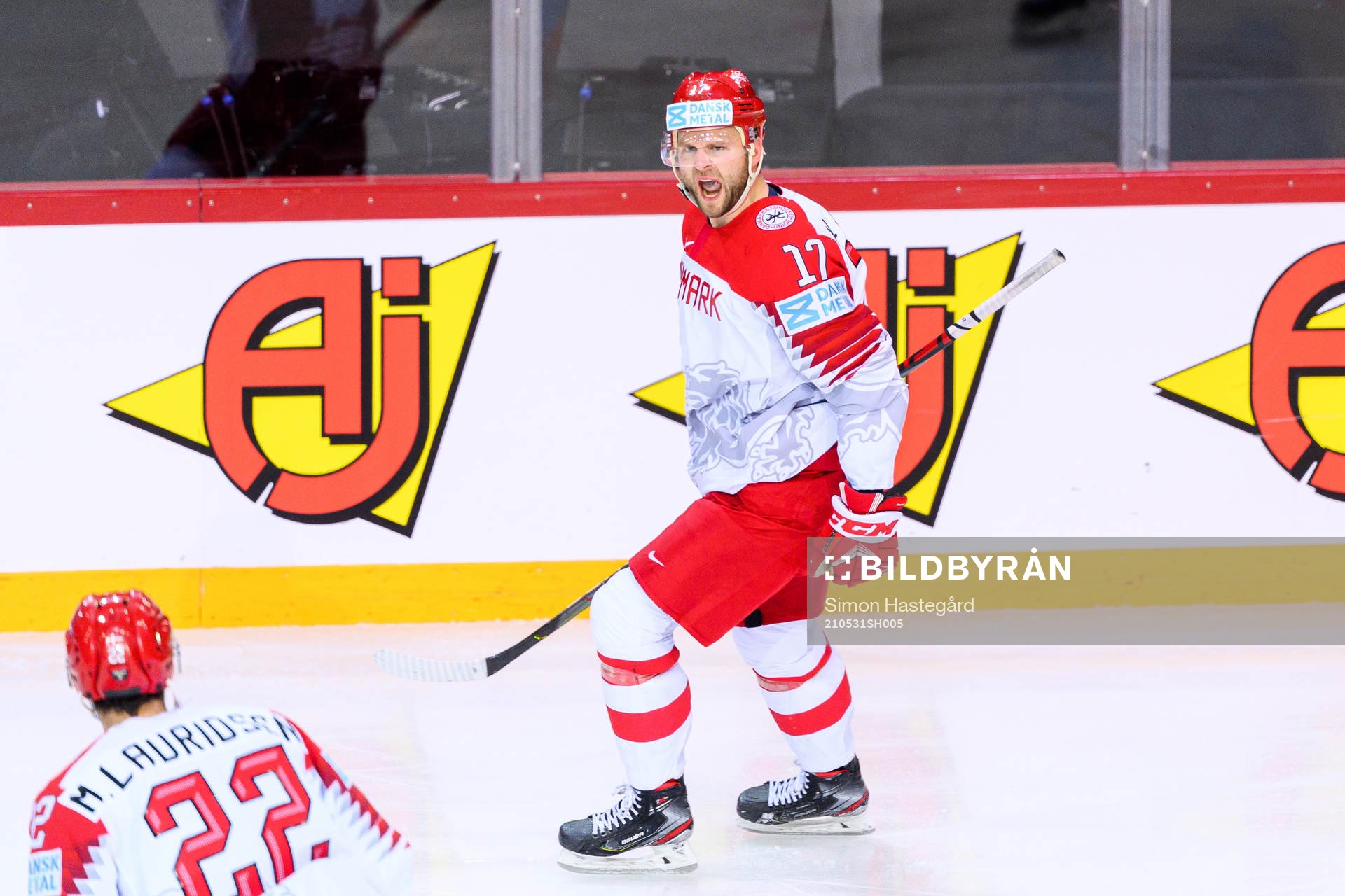 Nicklas Jensen of Denmark celebrates the 0-1 goal
