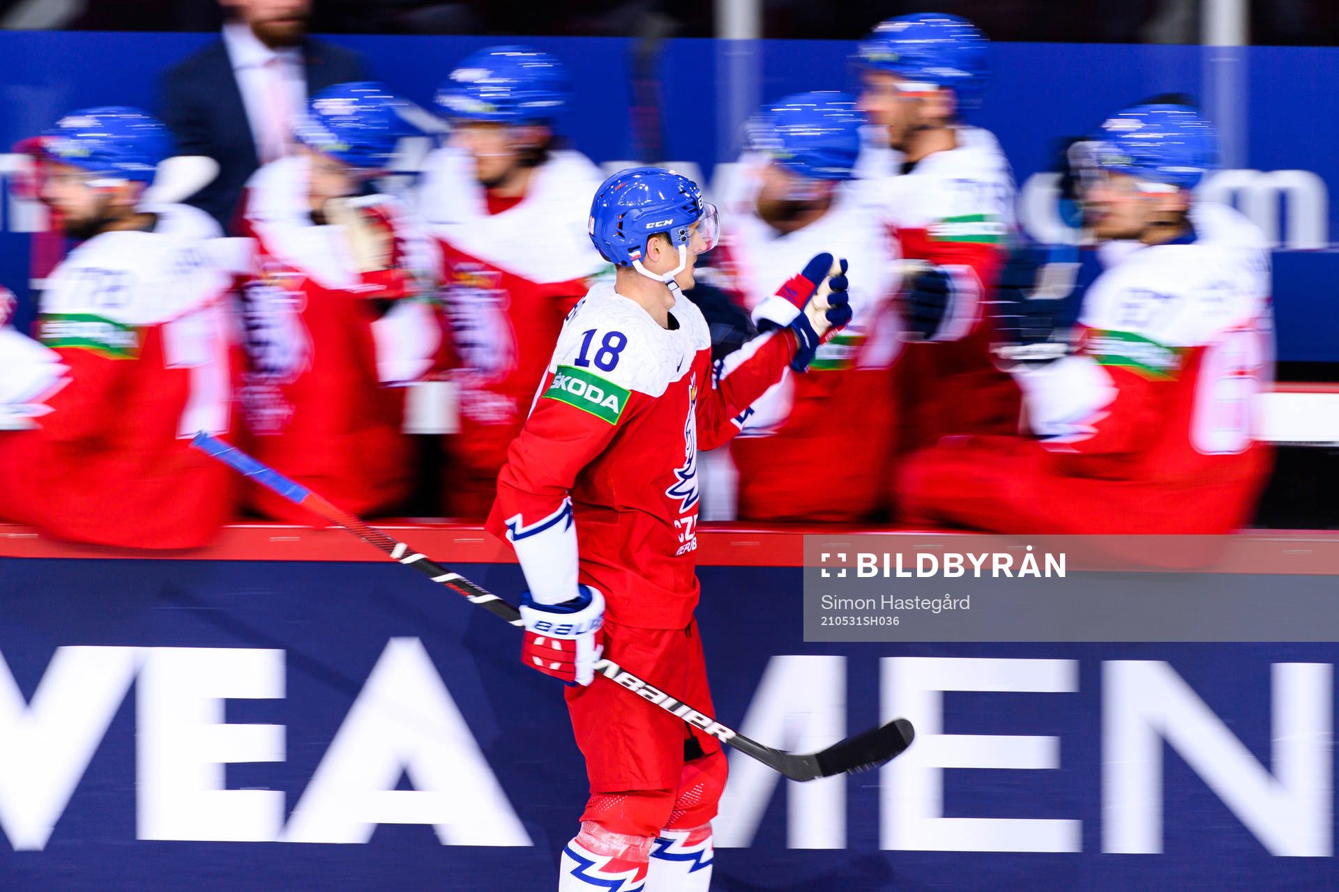 Dominik Kubalik of Czech Republic celebrates the 1-1 goal