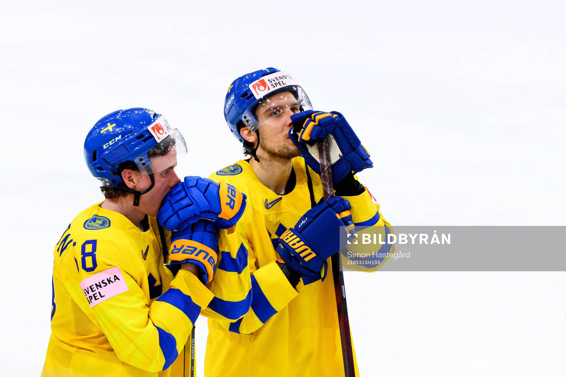 Victor Olofsson and Henrik Tömmernes of Sweden looks