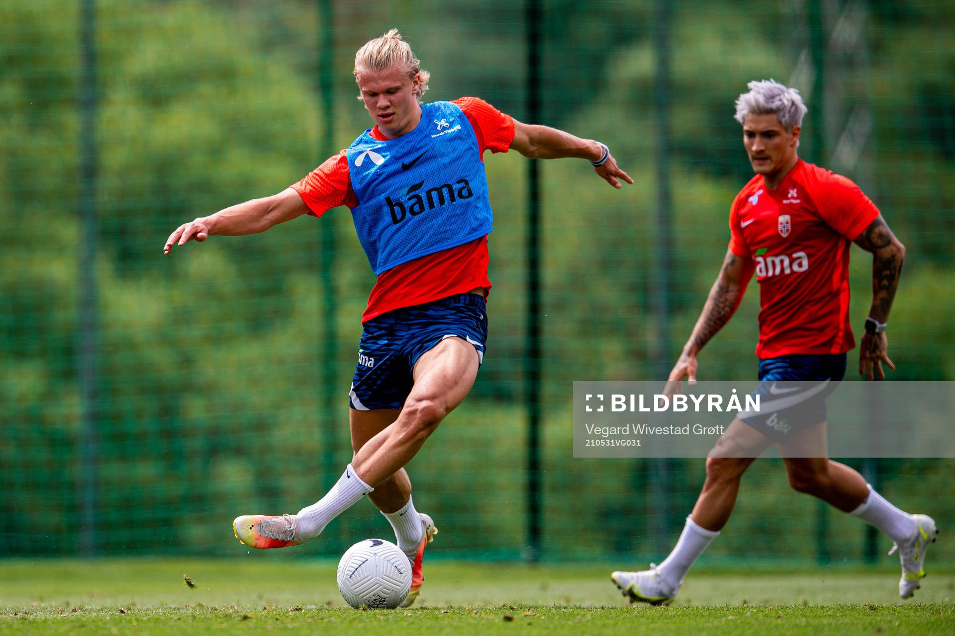 Erling Braut Haaland and Mathias Normann of the Norwegian