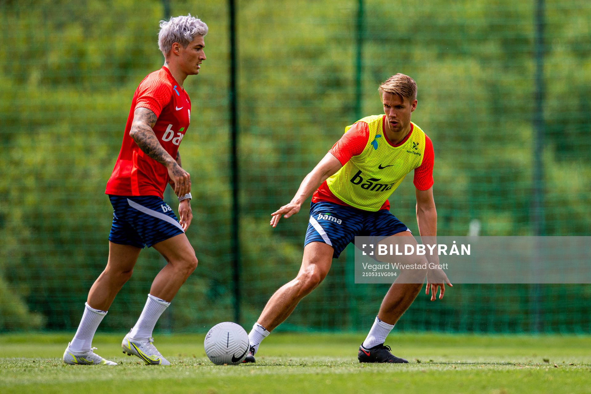 Mathias Normann and Kristoffer Ajer of the Norwegian