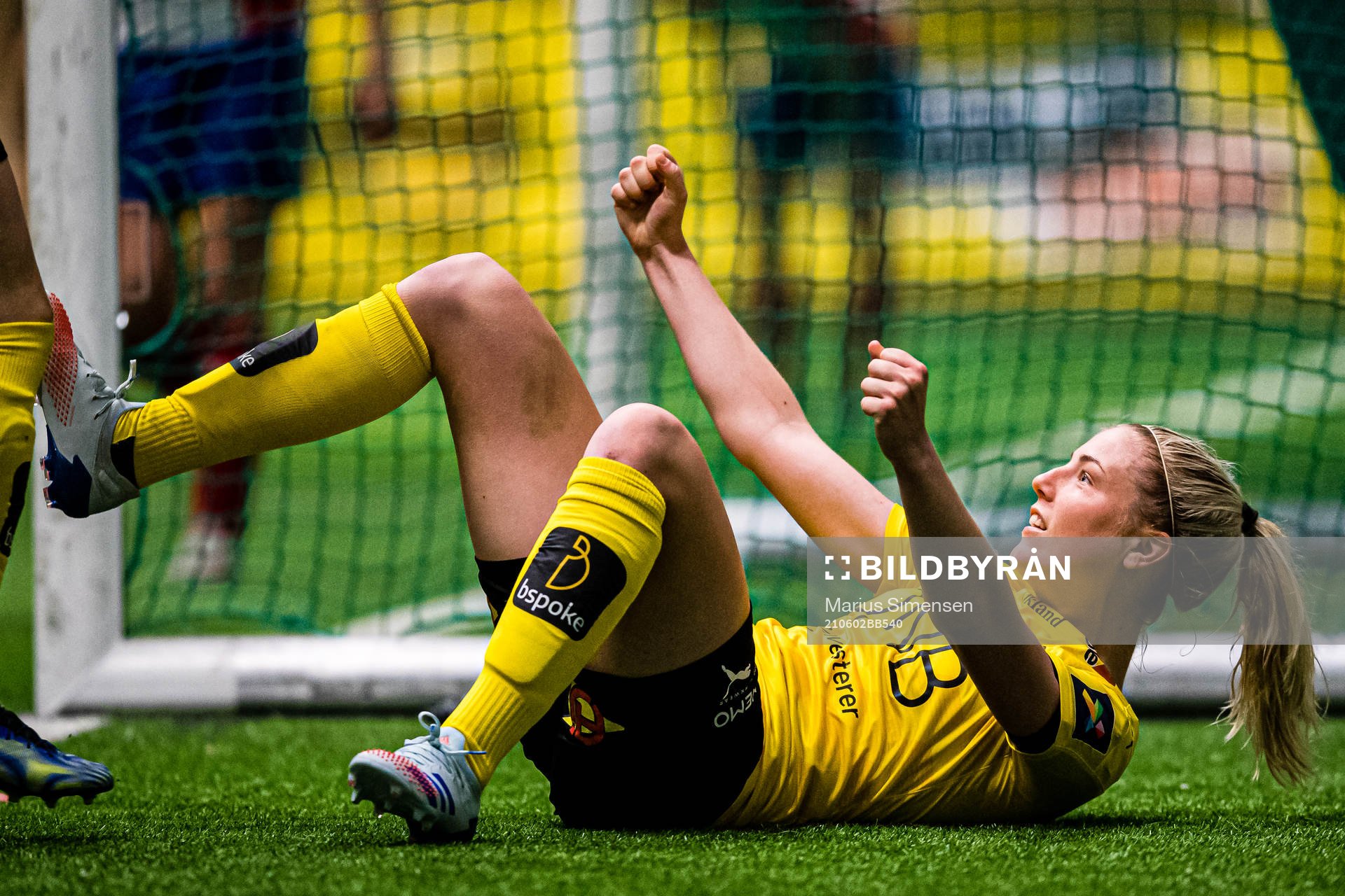 Sophie Roman Haug of LSK Kvinner celebrates