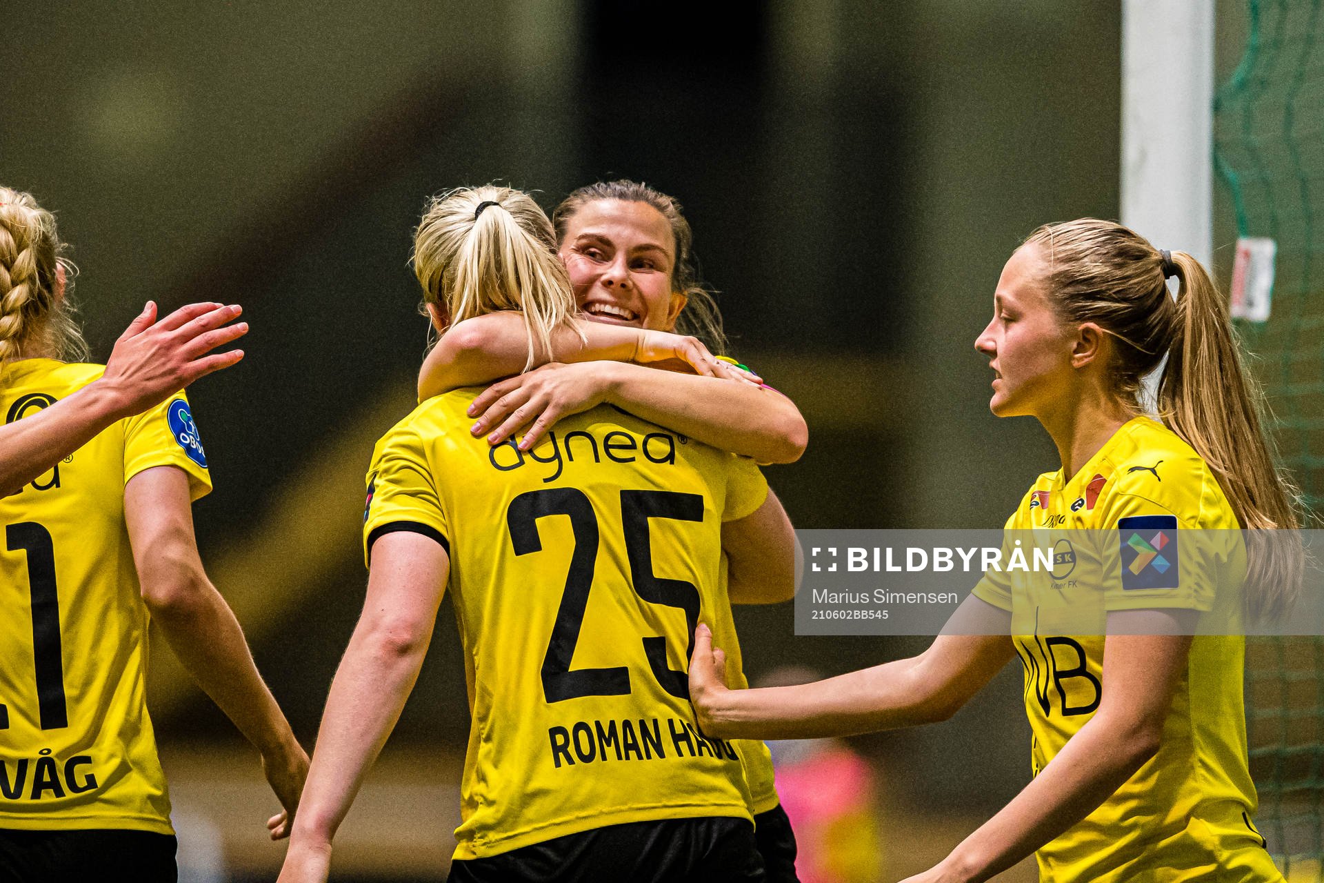 Sophie Roman Haug of LSK Kvinner celebrates