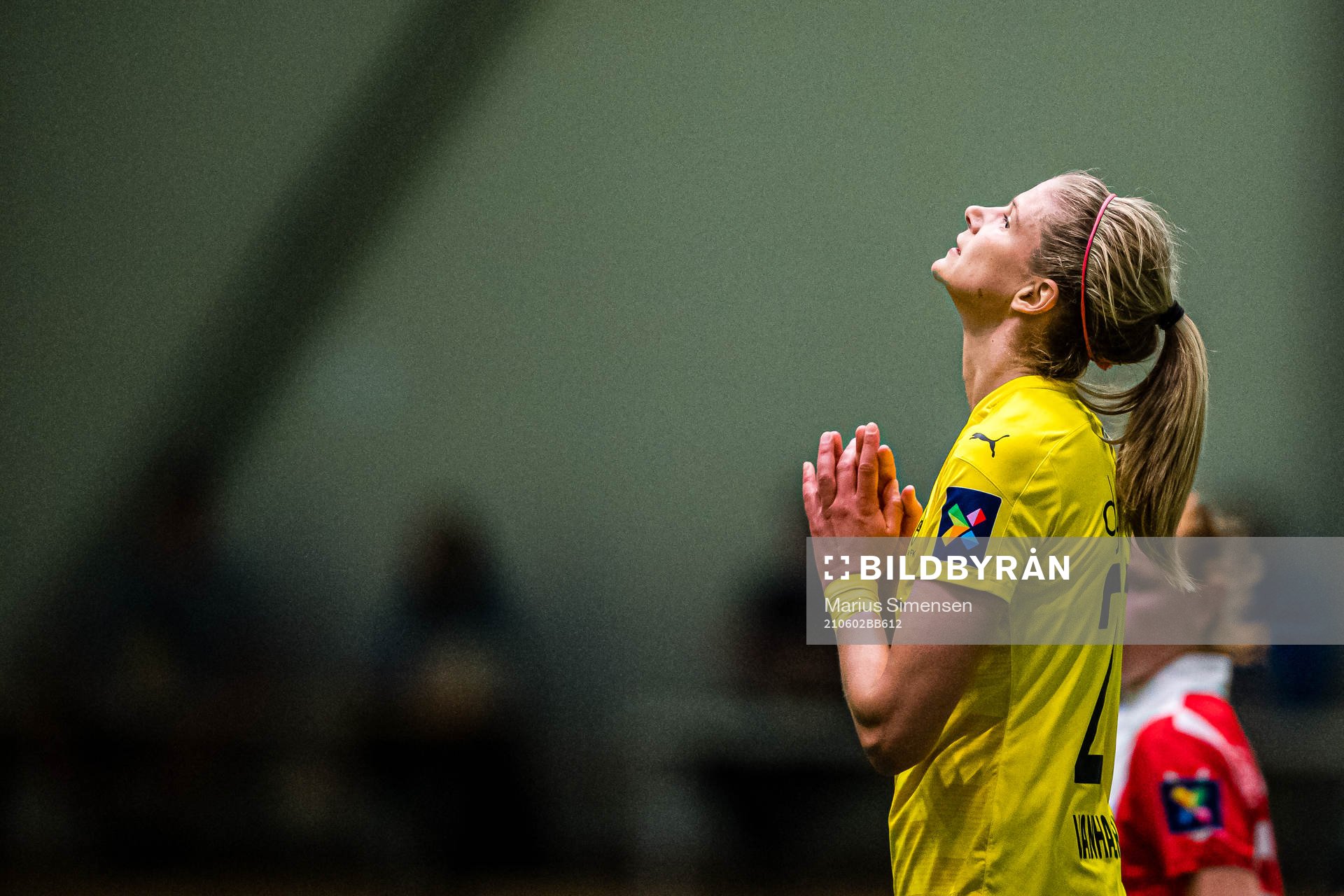 Justine Vanhaevermaet of LSK Kvinner reacts