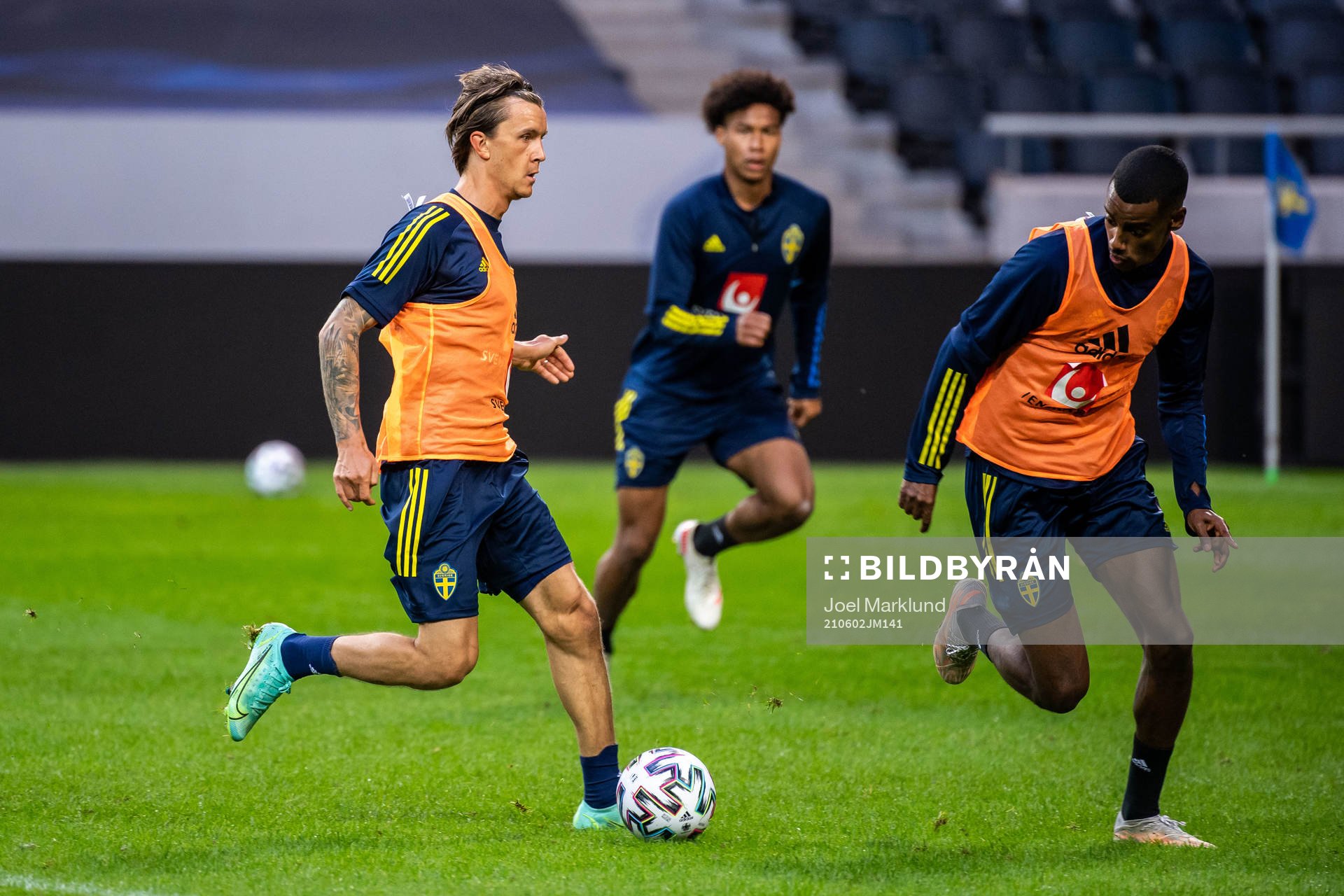 Kristoffer Olsson and Alexander Isak  of the Swedish