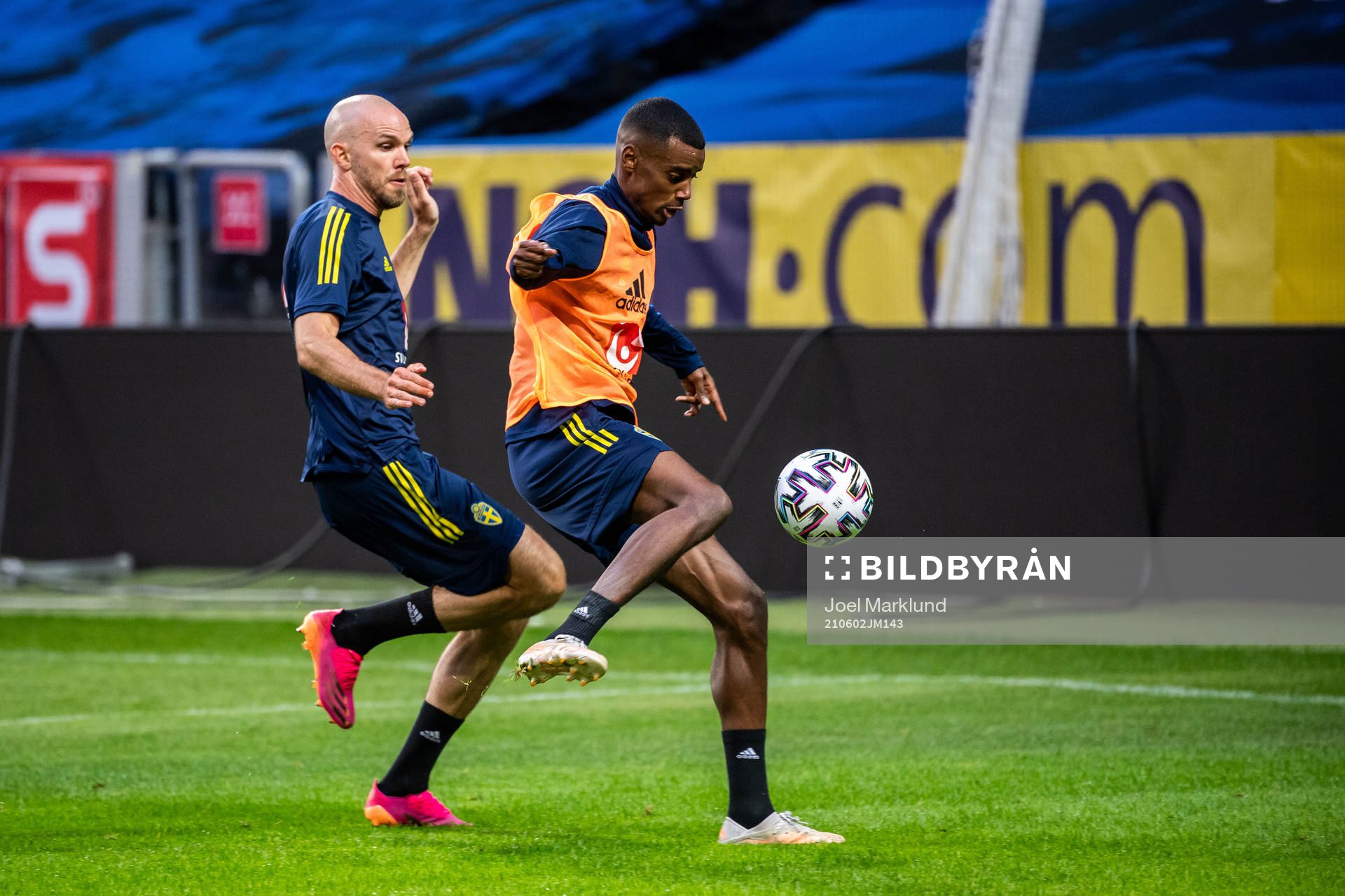 Marcus Danielson and Alexander Isak of the Swedish national