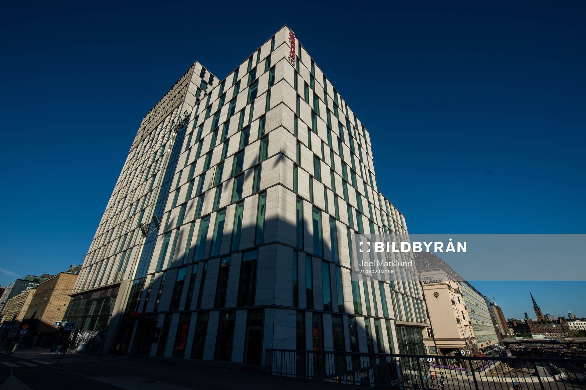 Exterior view of Scandic Continental Hotel which is used by the Swedish national football team on June 2, 2021 in Stockholm. 