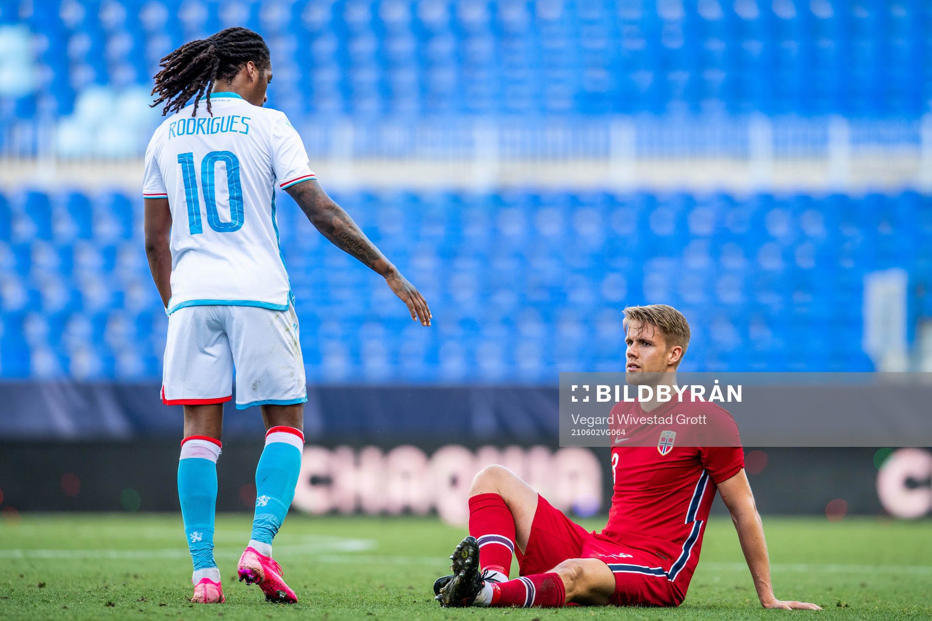 Gerson Rodrigues of Luxembourg and Kristoffer Ajer of Norway