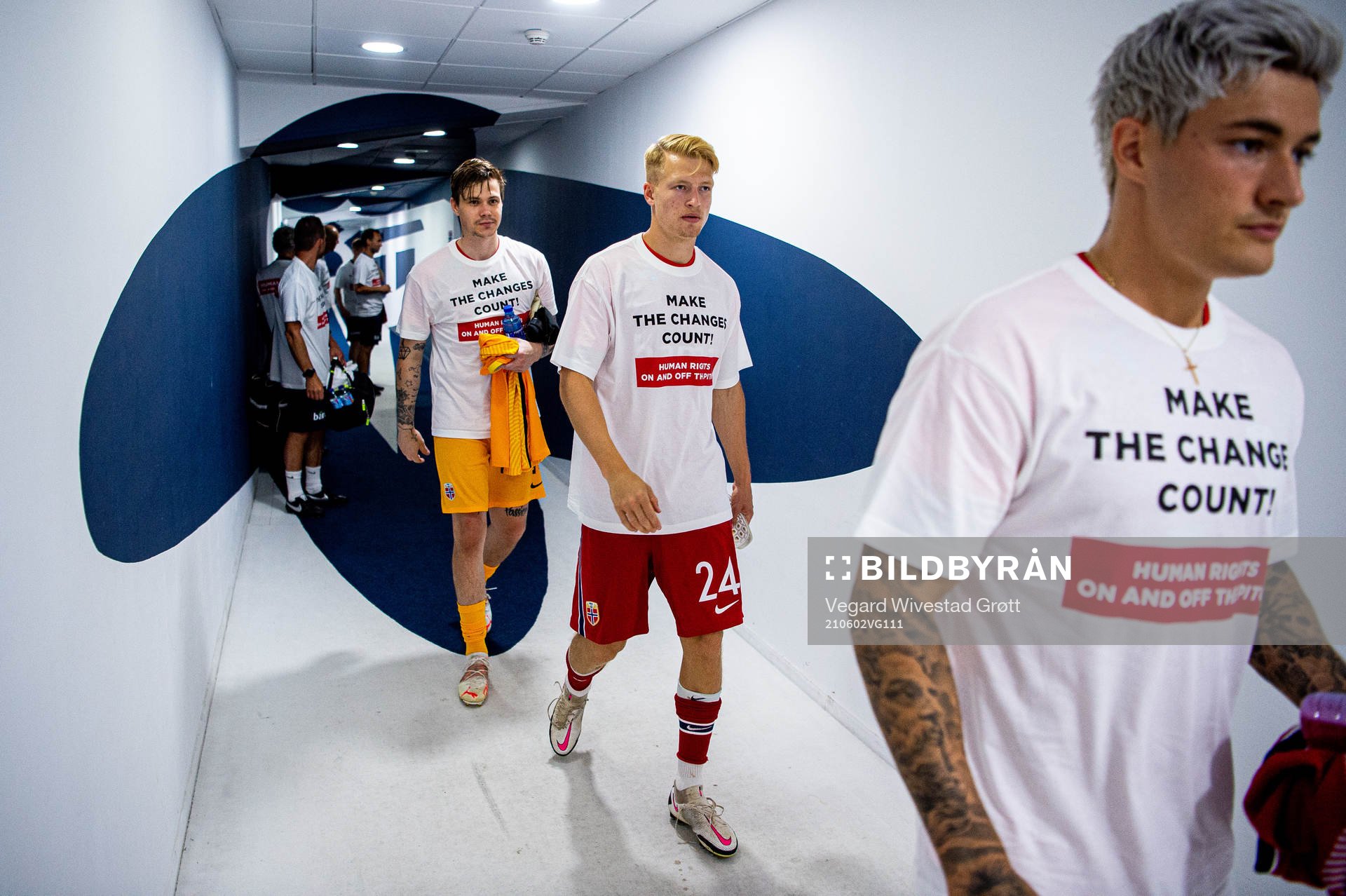 Andreas Hanche-Olsen of Norway wearing a t-shirt with the