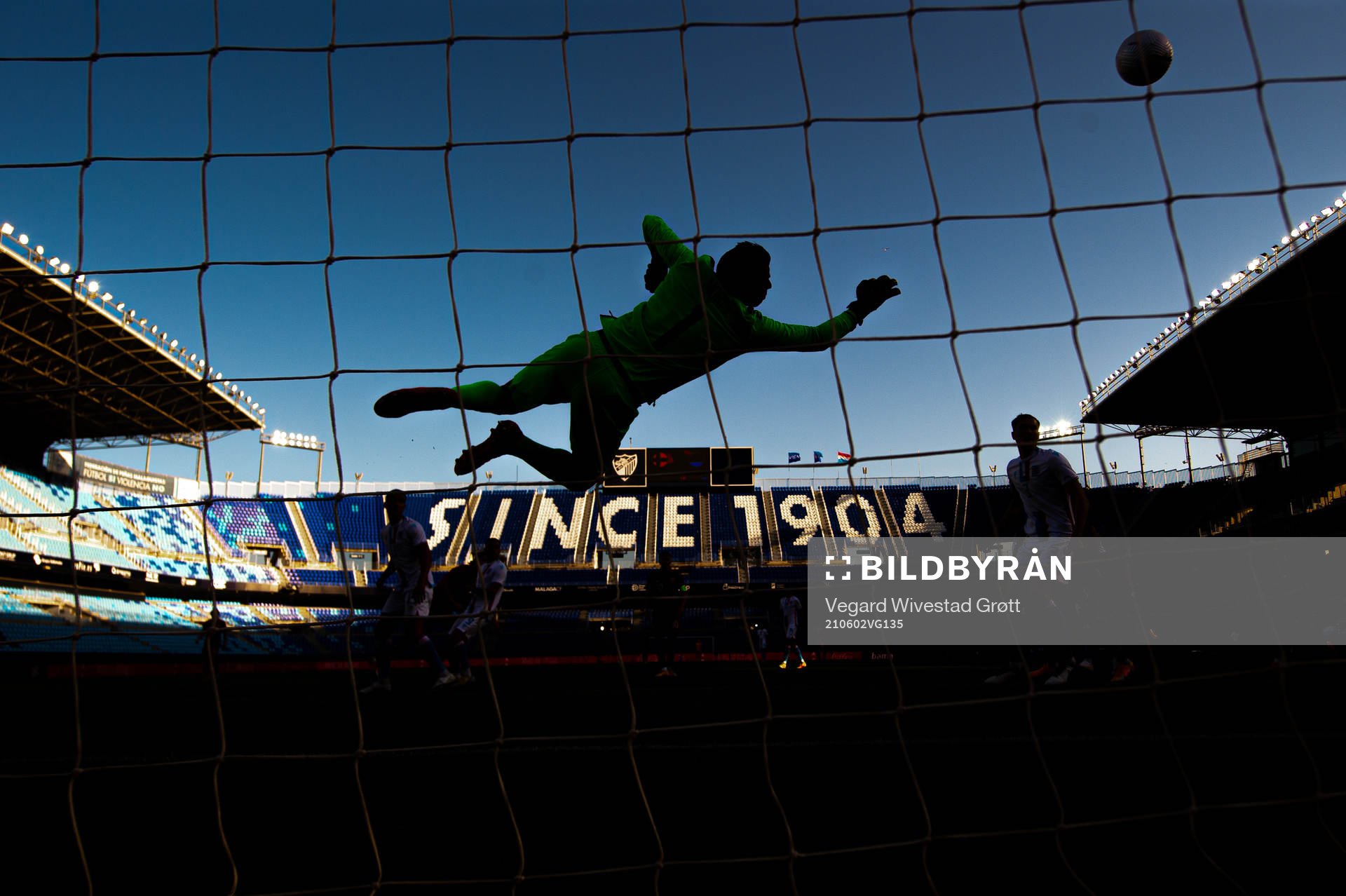 The silhouette of goalkeeper Anthony Moris of Luxembourg
