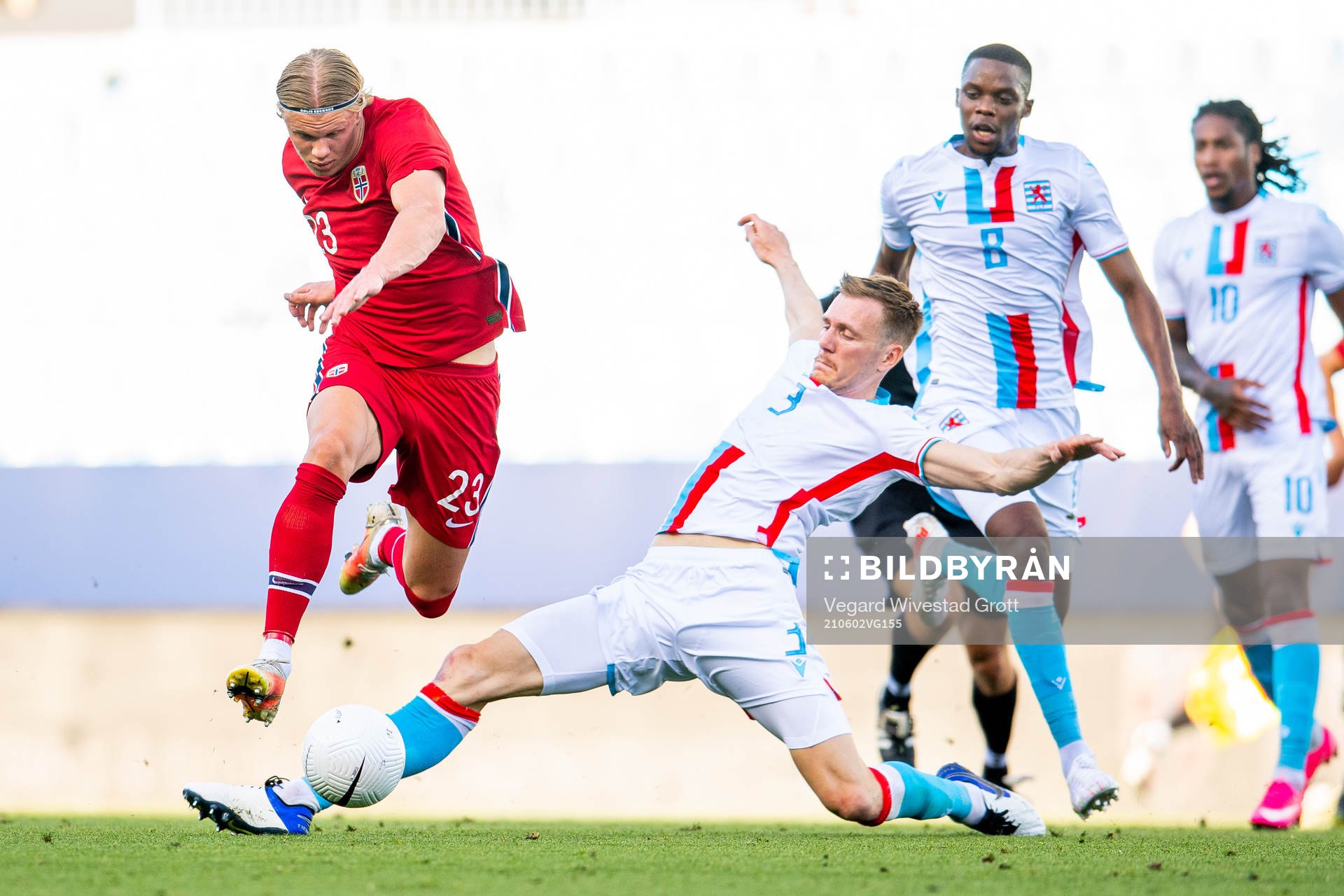 Erling Braut Haaland of Norway and Enes Mahmutovic of