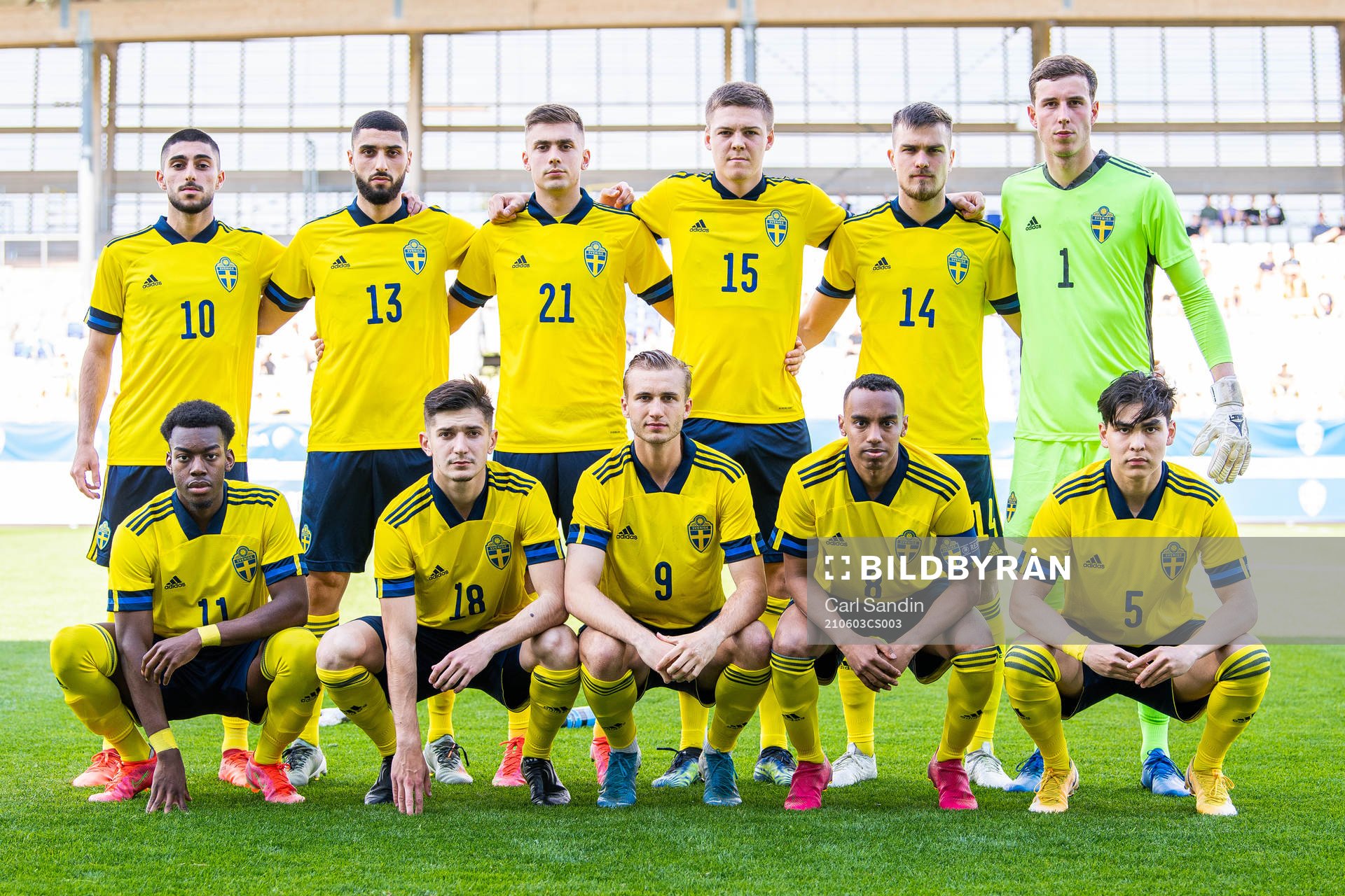 The starting eleven of Sweden, from the top left, Rami
