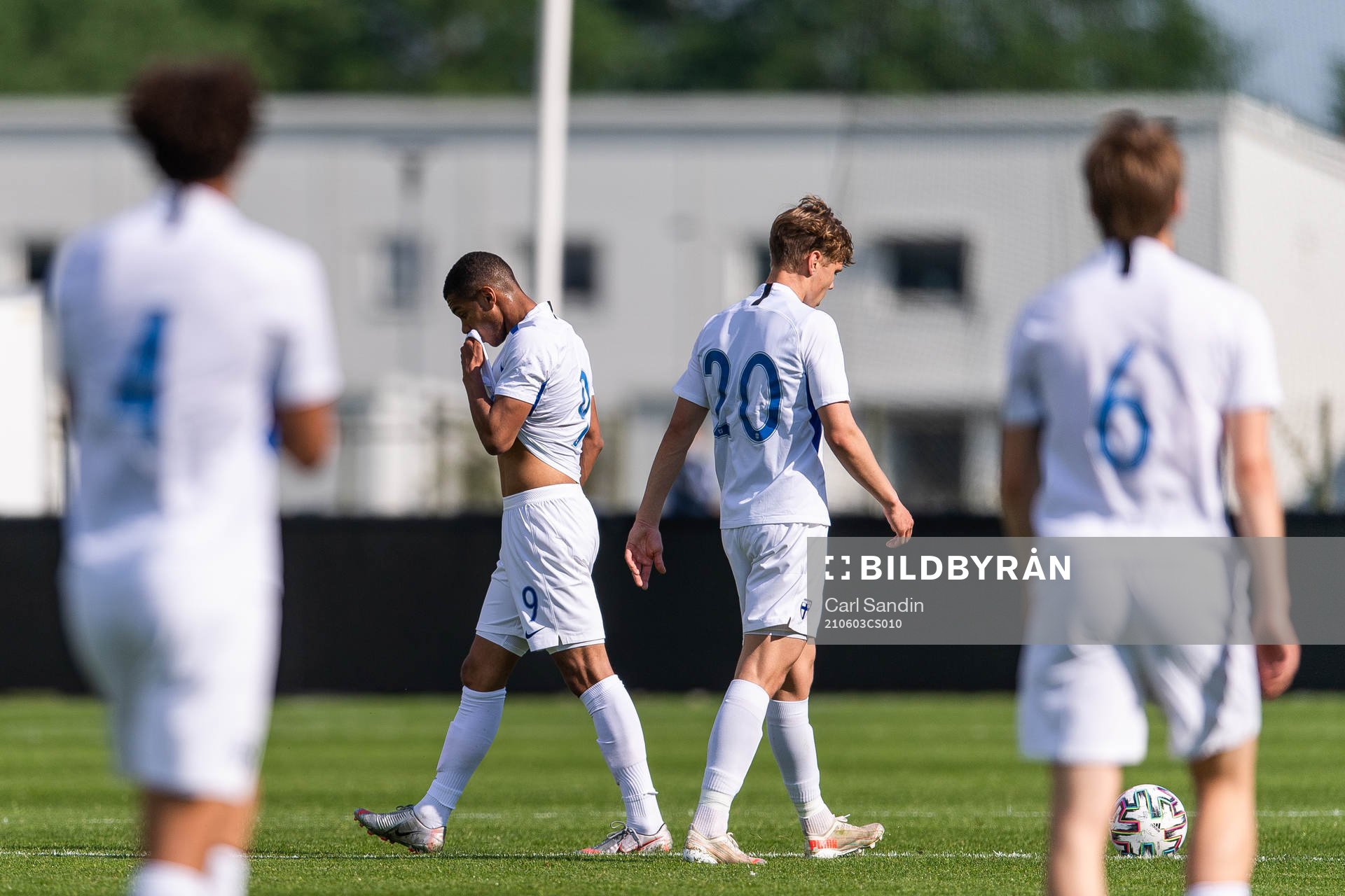 Anthony Olusanya of Finland looks dejected