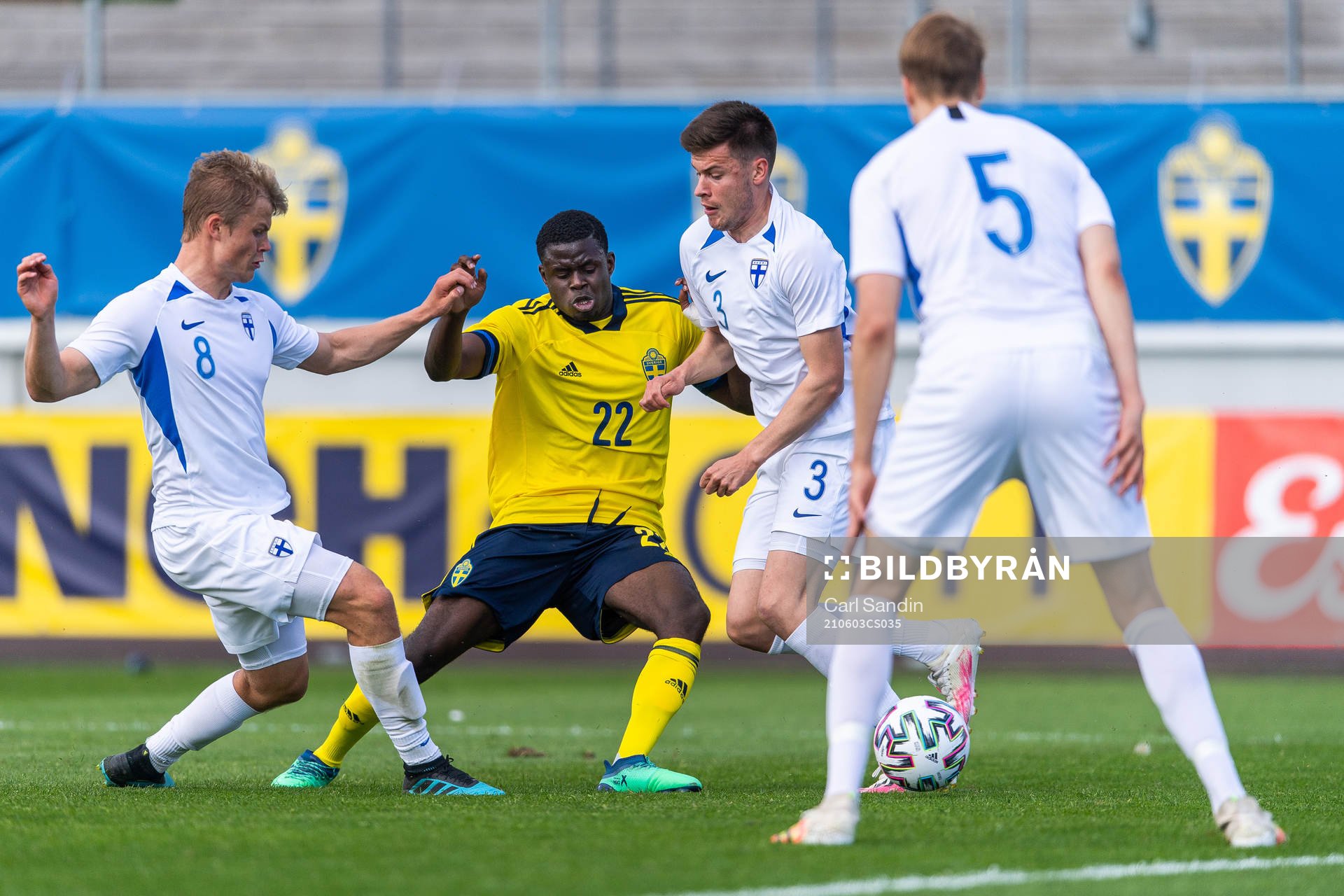 Benjamin Mbunga Kimpioka of Sweden competes for the ball