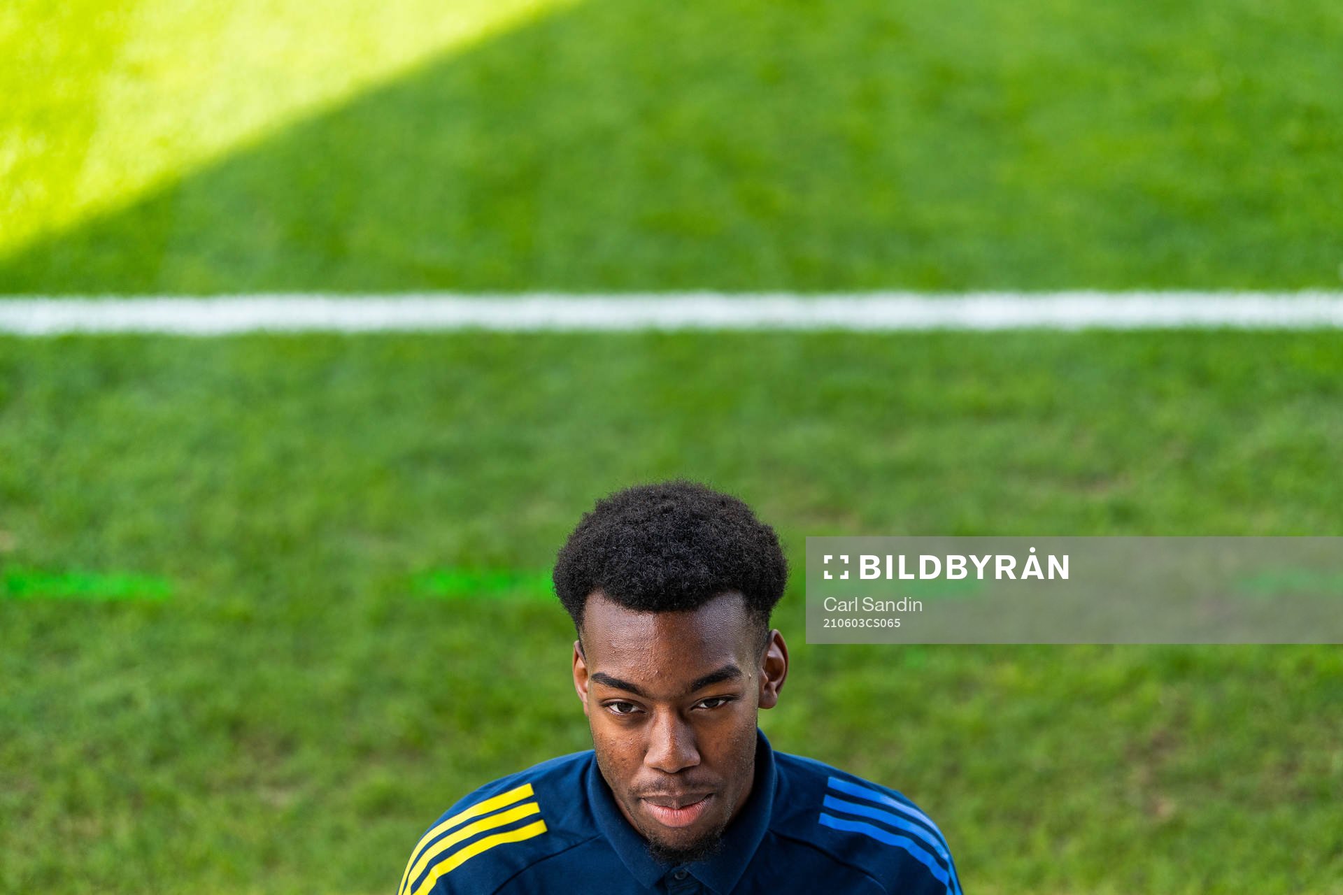 Anthony Elanga of Sweden is interviewed after the under-21 international friendly football match between Sweden and Finland on June 3, 2021 in Falkenberg.