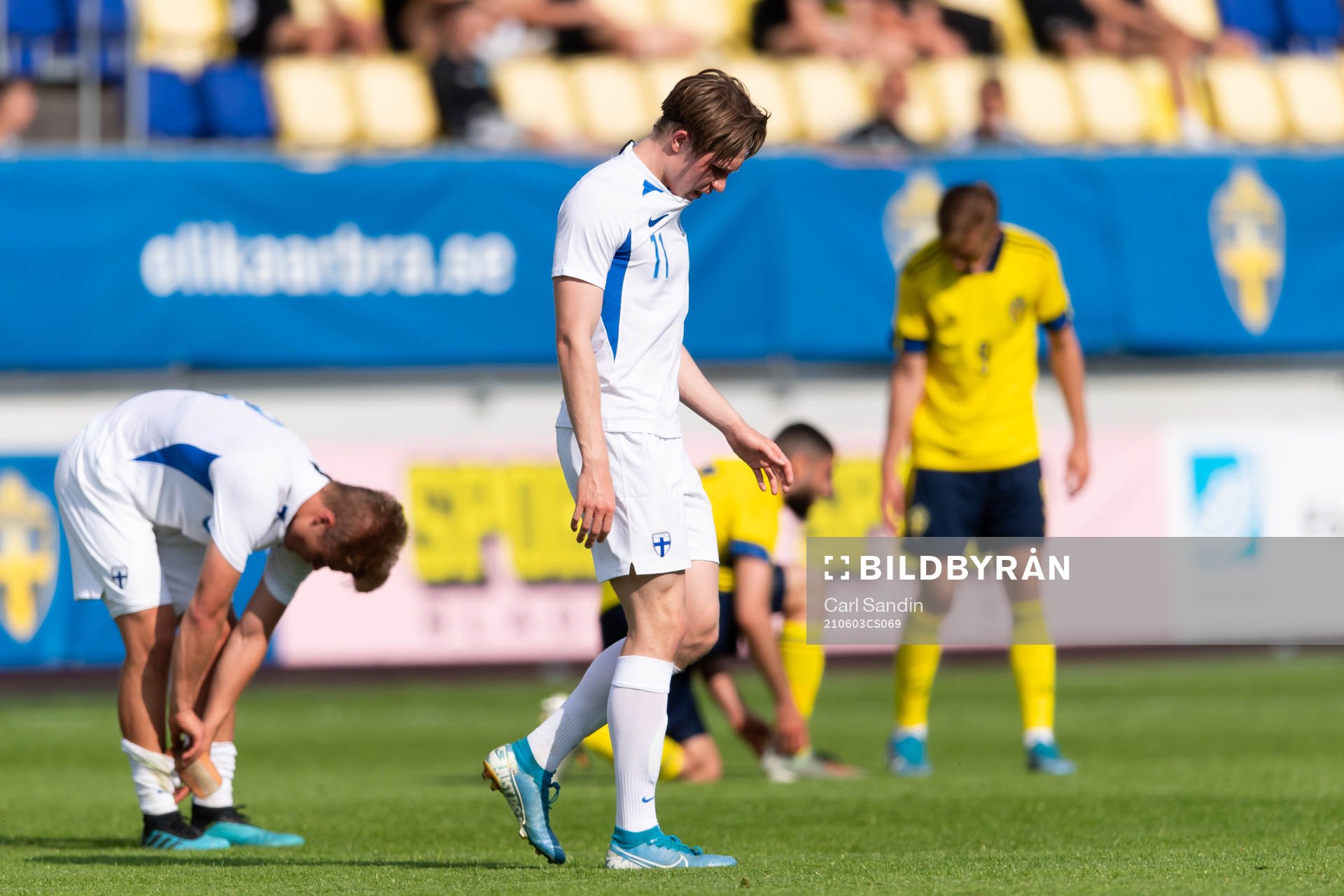 Juho Ojanen of Finland looks dejected
