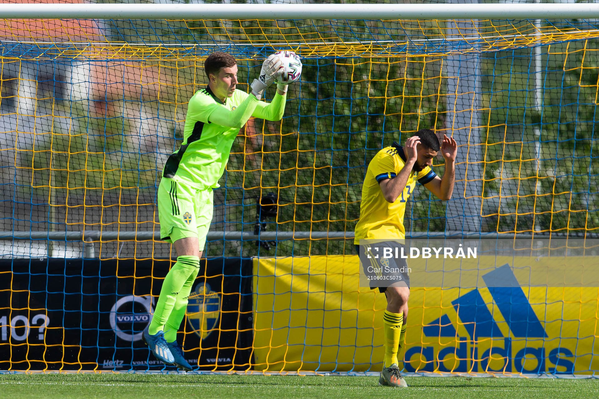 Goalkeeper Samuel Brolin of Sweden