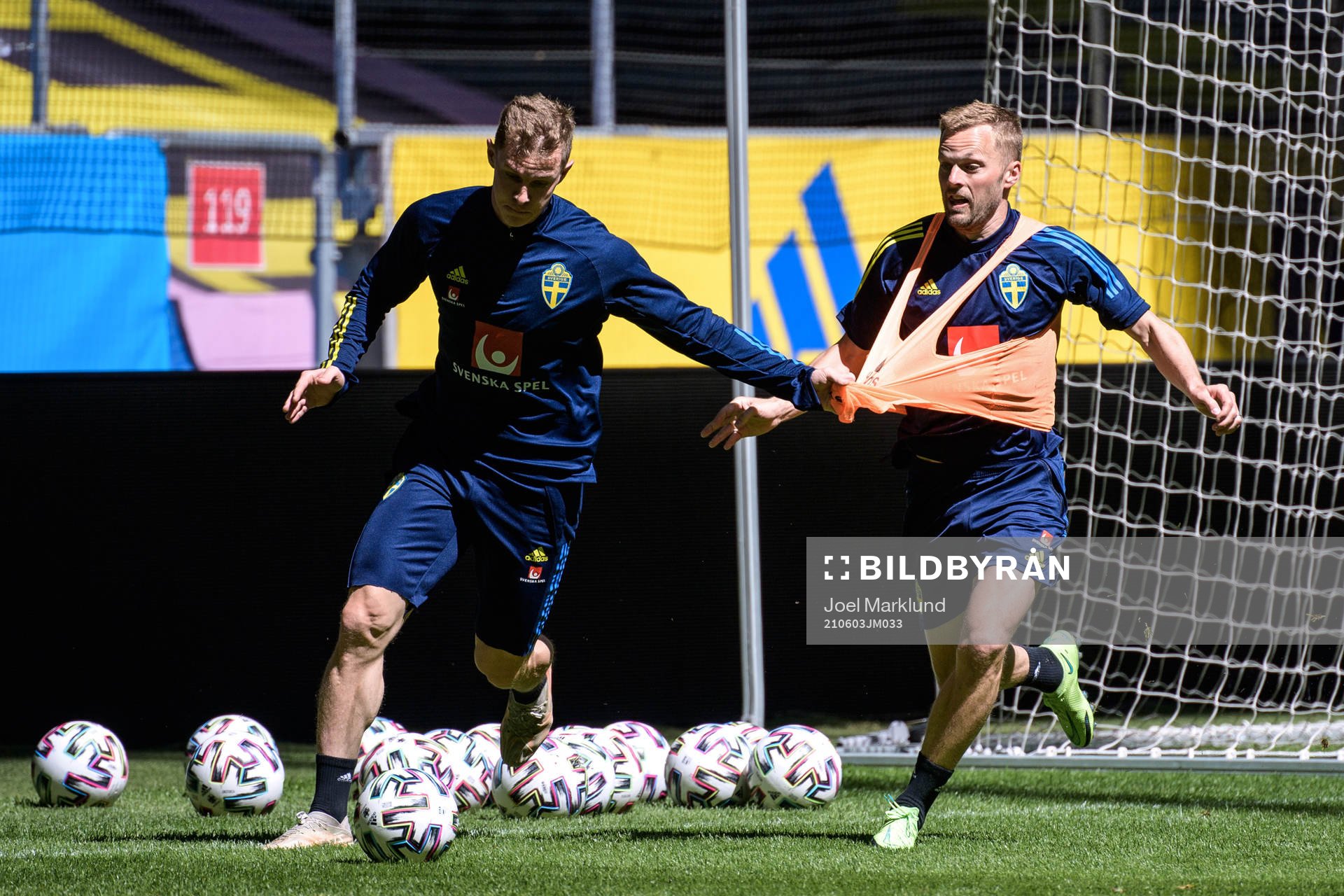 Emil Krafth and Sebastian Larsson of the Swedish national
