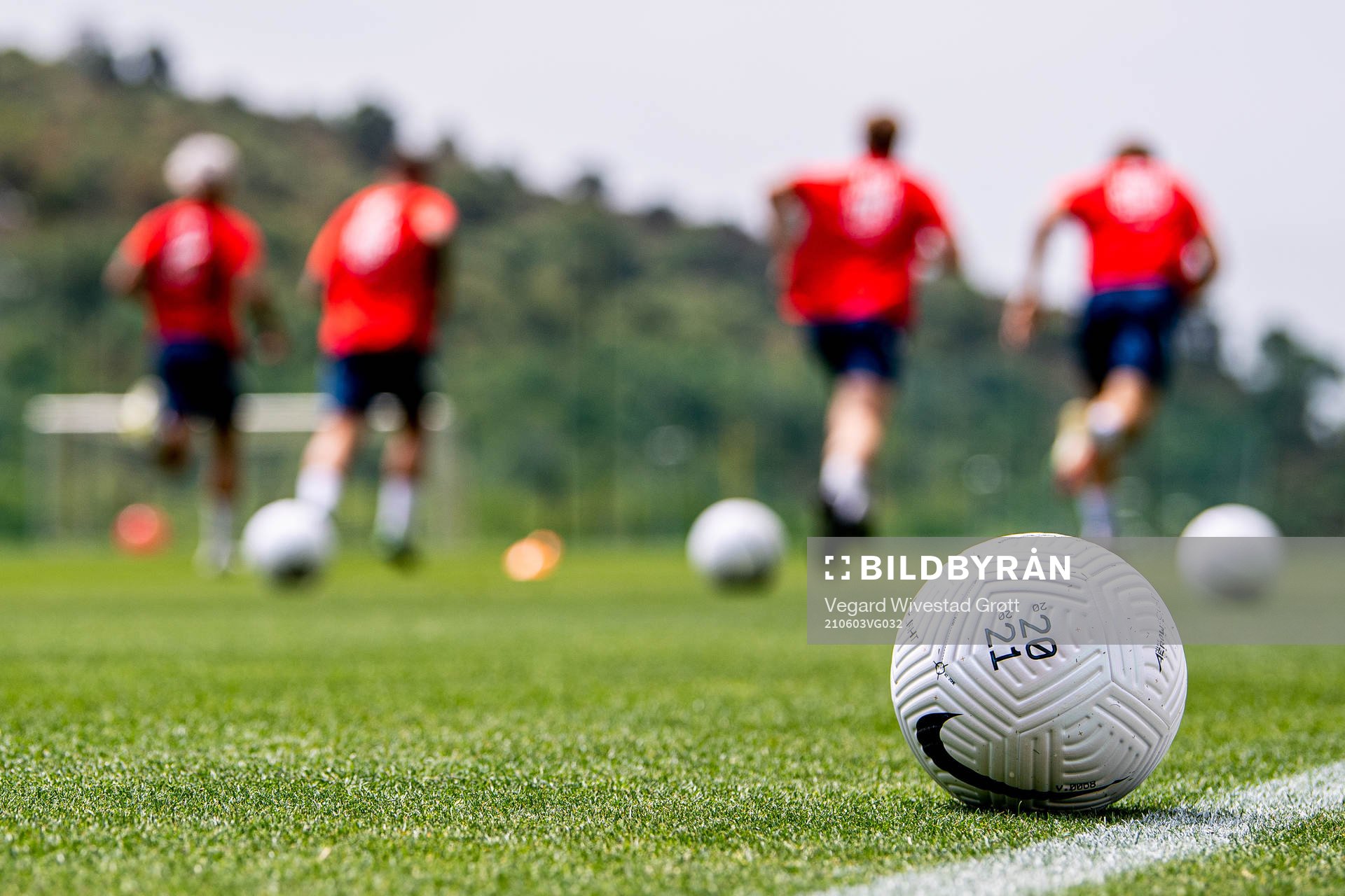 A Nike football during a training session with the Norwegian national football team on June 3, 2021 in Marbella. 