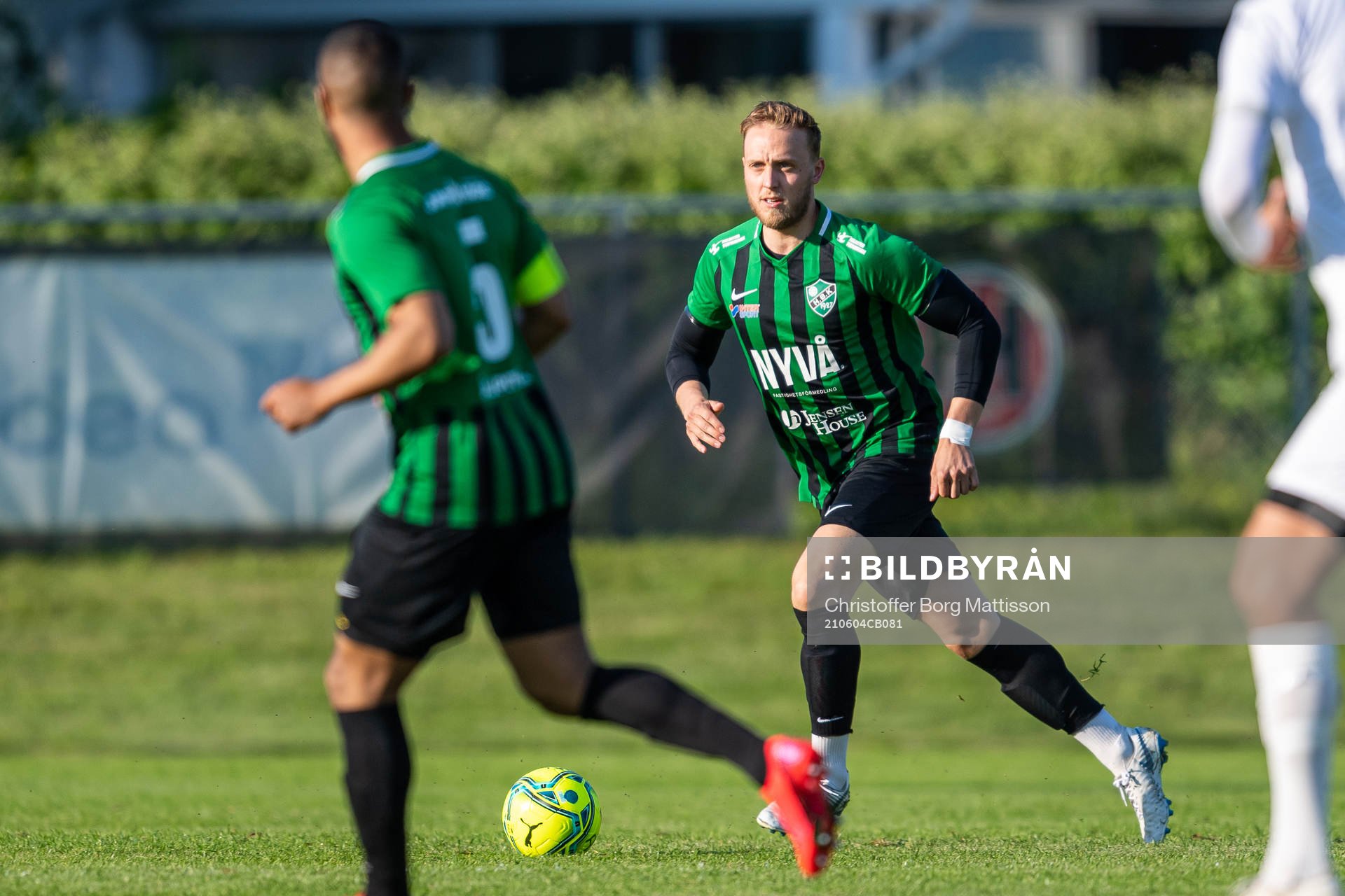 Högaborgs Johan Wester under fotbollsmatchen i Division 3 Sydvästra Götaland mellan Hittarp och Högaborg den 4 juni 2021 i Helsingborg.