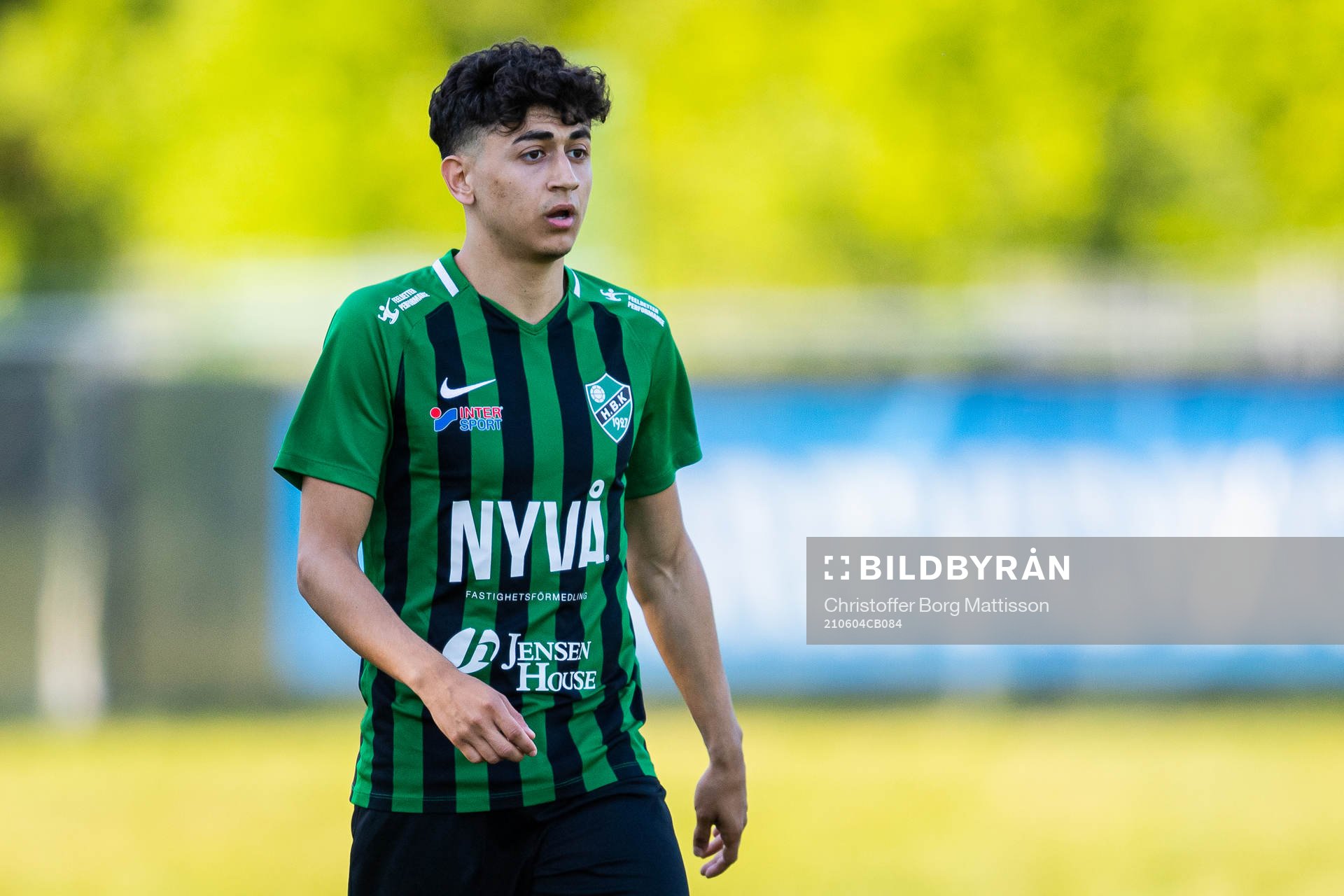 Högaborgs Ahmad Abed under fotbollsmatchen i Division 3 Sydvästra Götaland mellan Hittarp och Högaborg den 4 juni 2021 i Helsingborg.